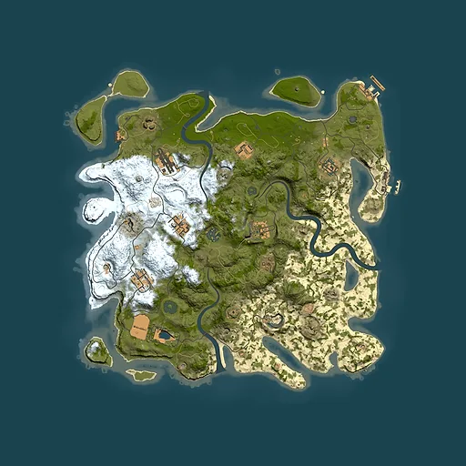 Rust map seed 496765457, 3850x3850m top-down preview