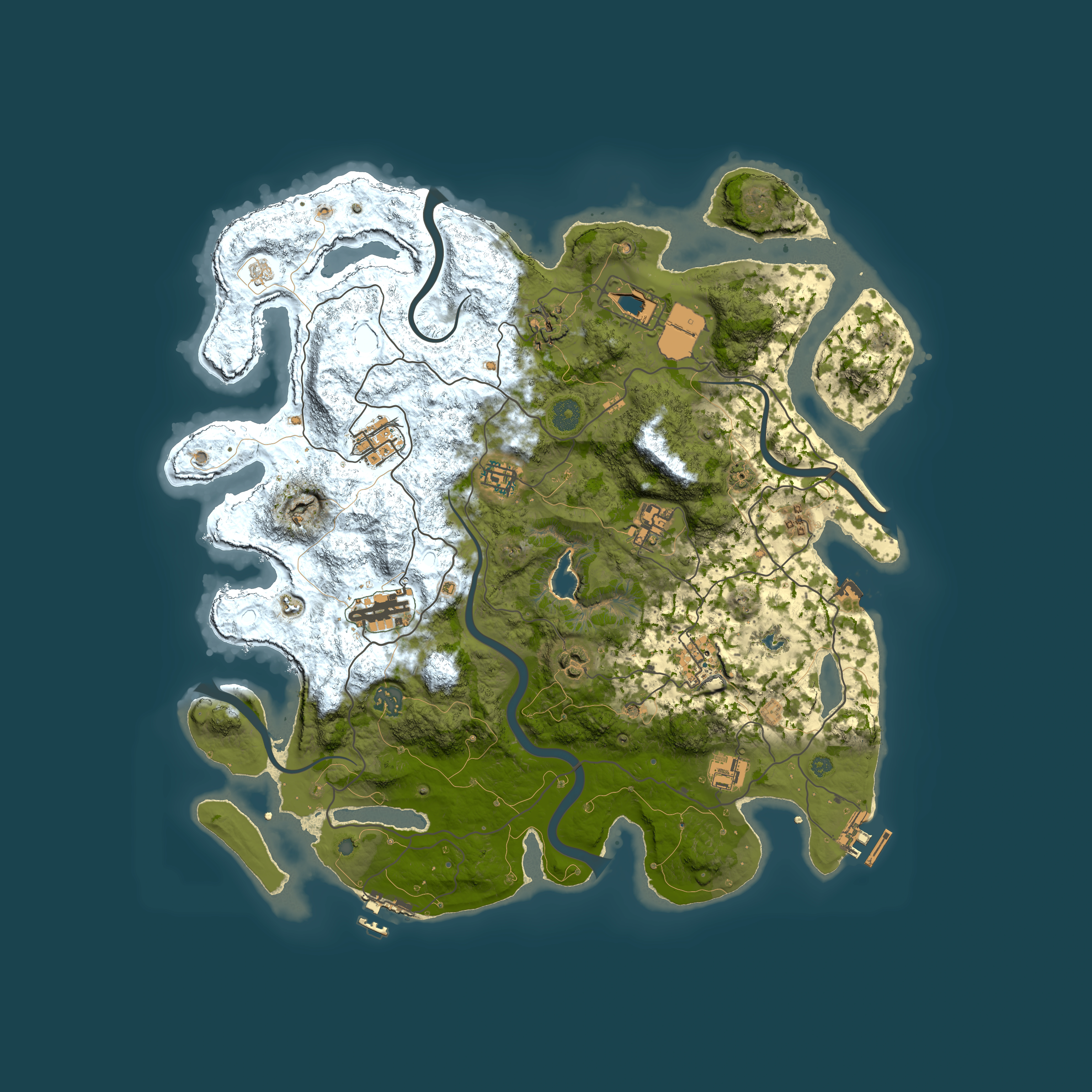 Full top-down render of Rust map seed 1575252123, 4150x4150m