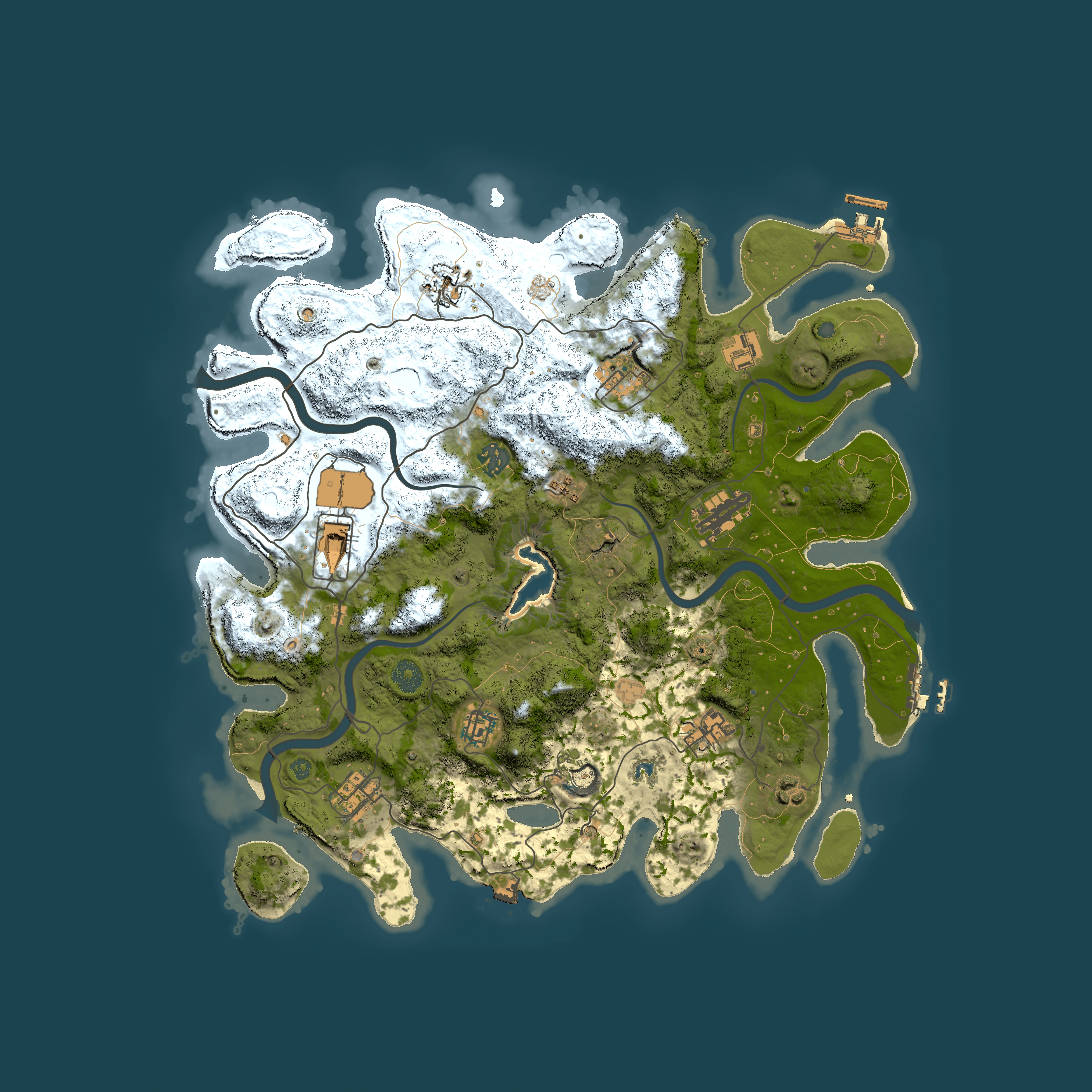 Full top-down render of Rust map seed 1461270151, 4000x4000m