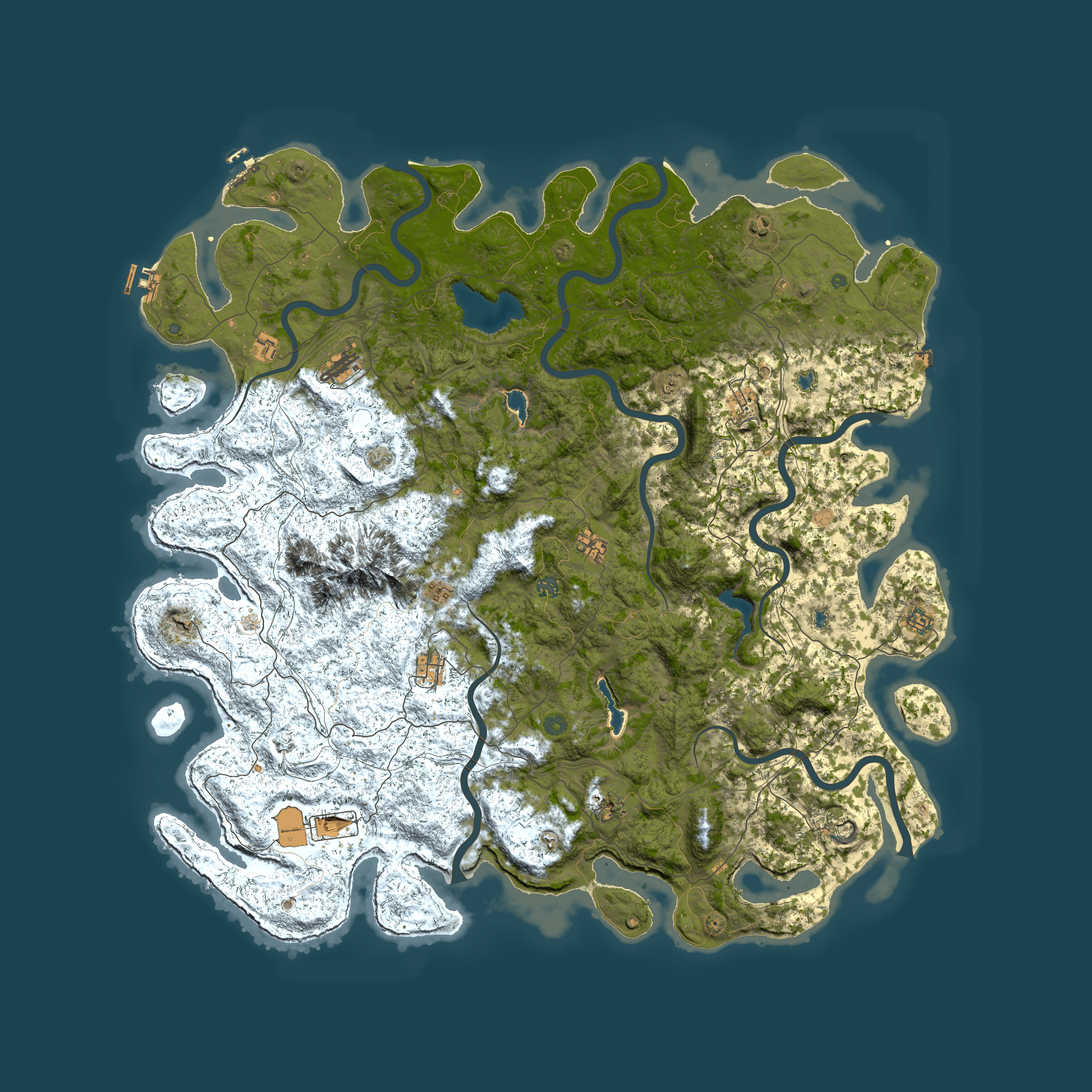 Full top-down render of Rust map seed 390075590, 5850x5850m