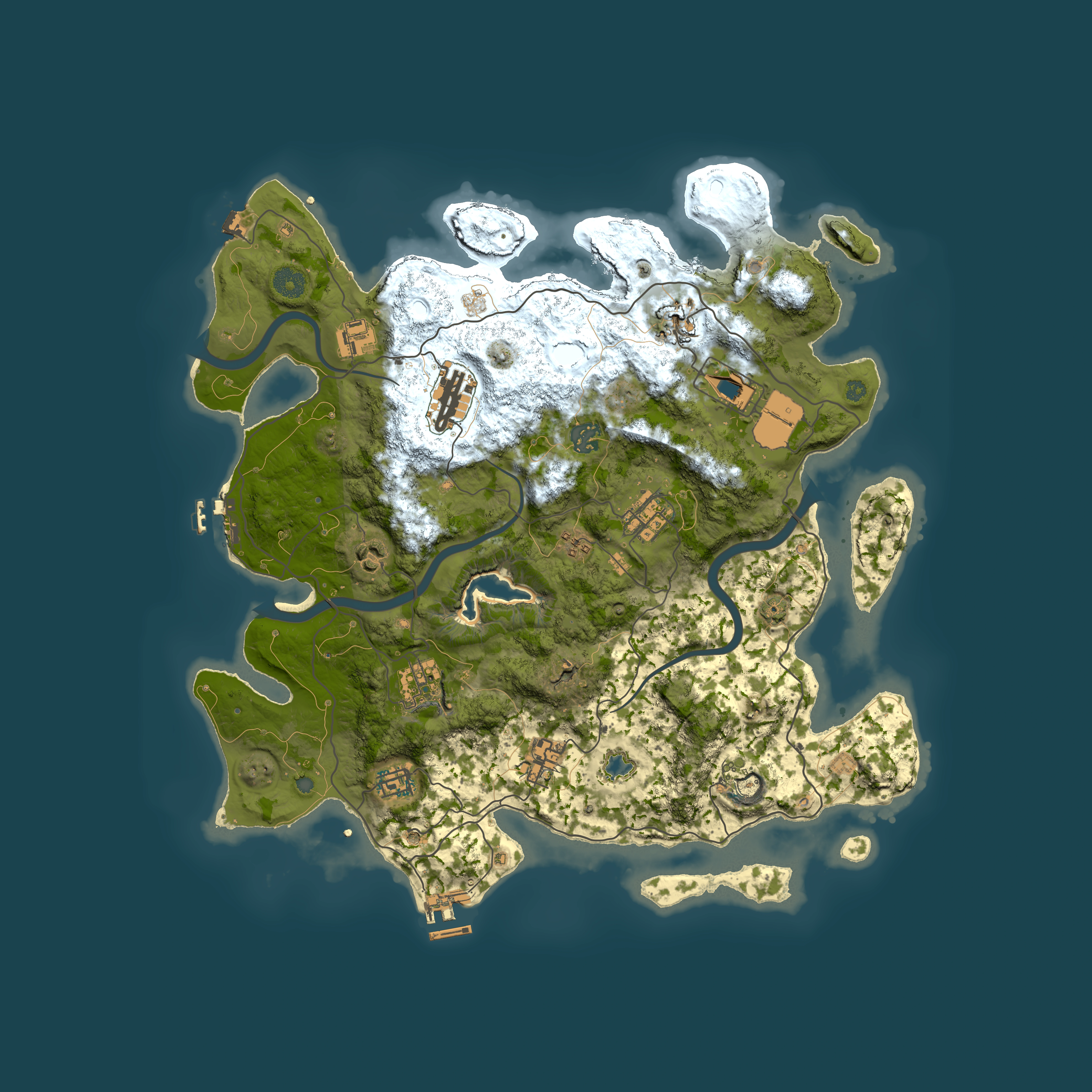 Full top-down render of Rust map seed 2105999840, 4000x4000m
