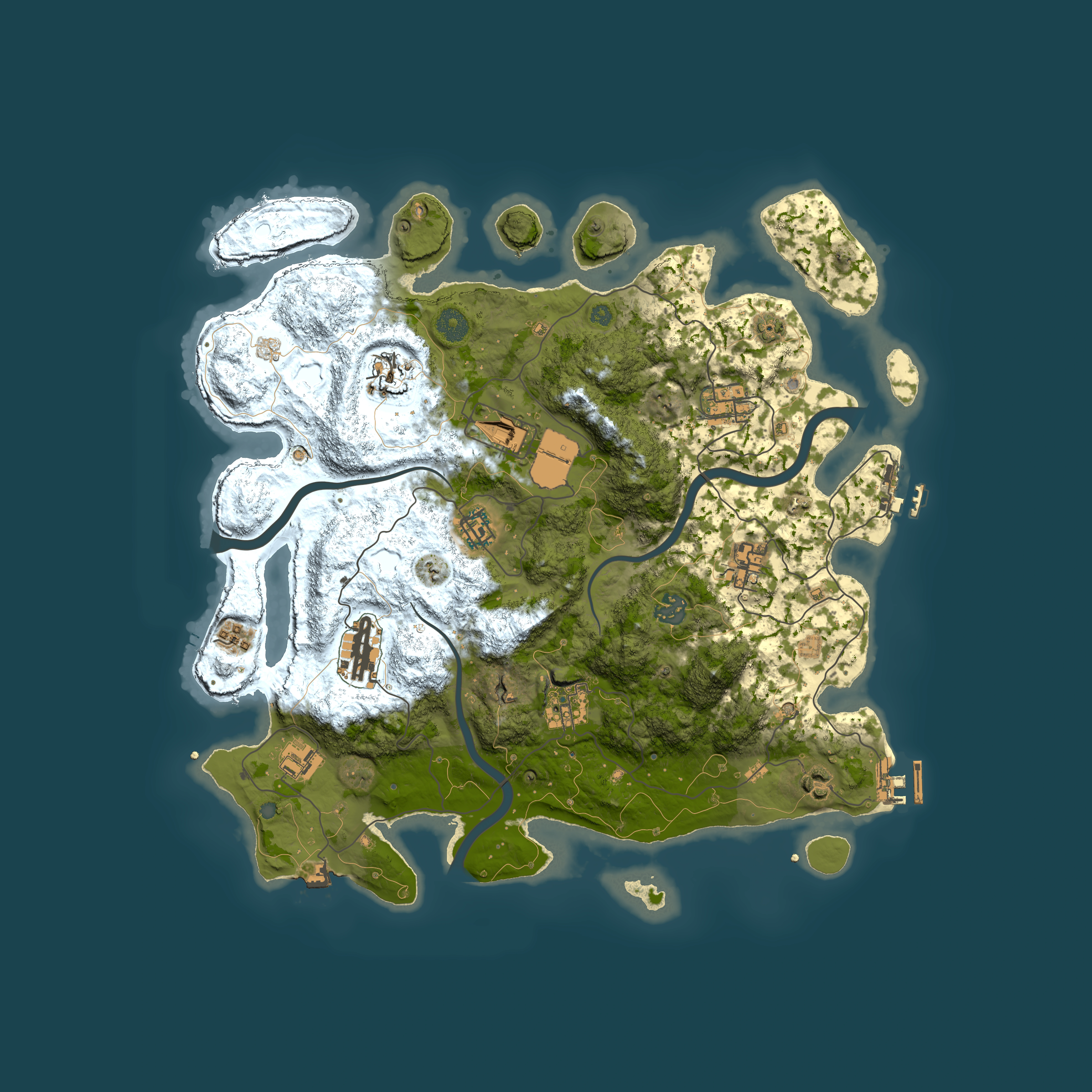 Full top-down render of Rust map seed 48558559, 3950x3950m