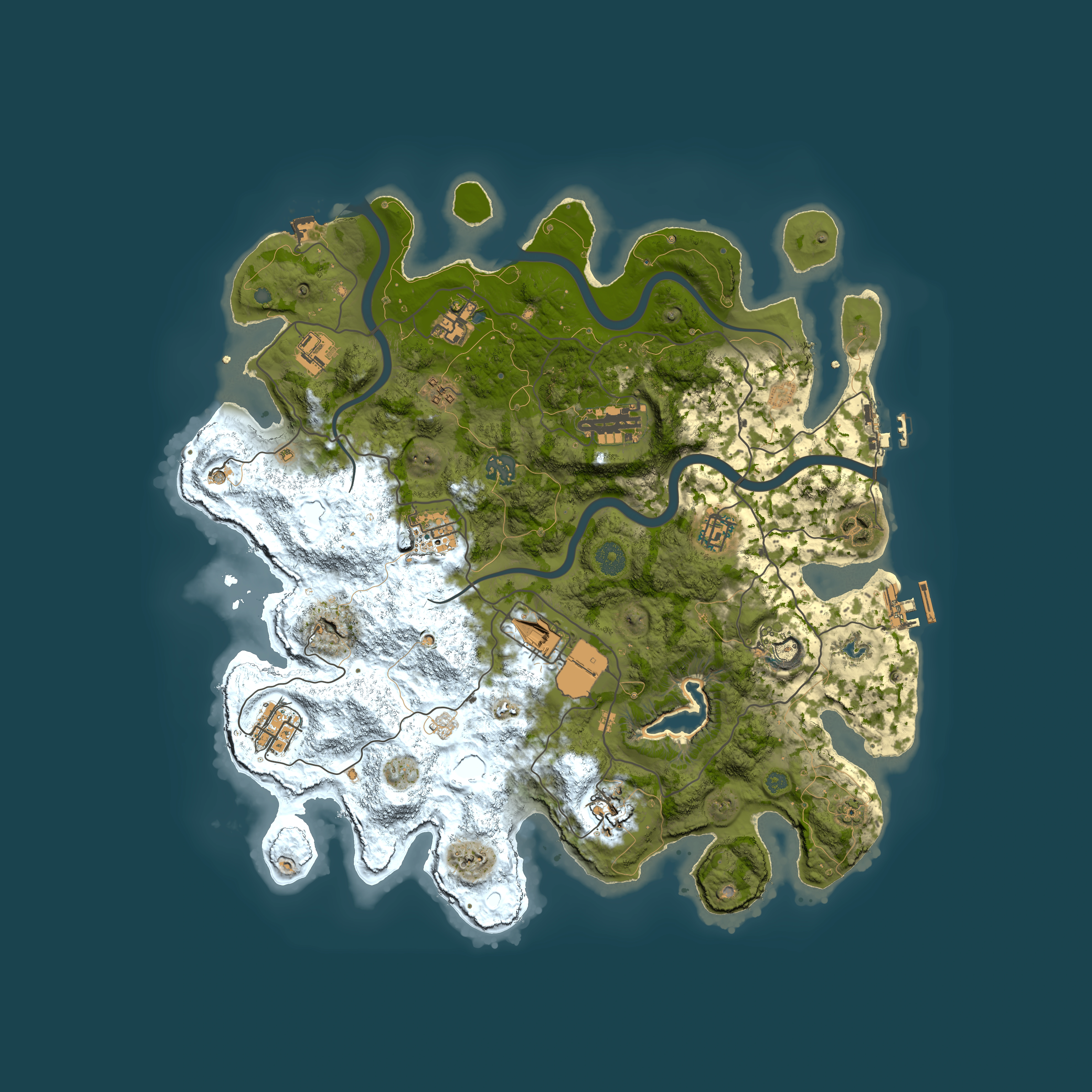 Full top-down render of Rust map seed 1054584707, 4000x4000m