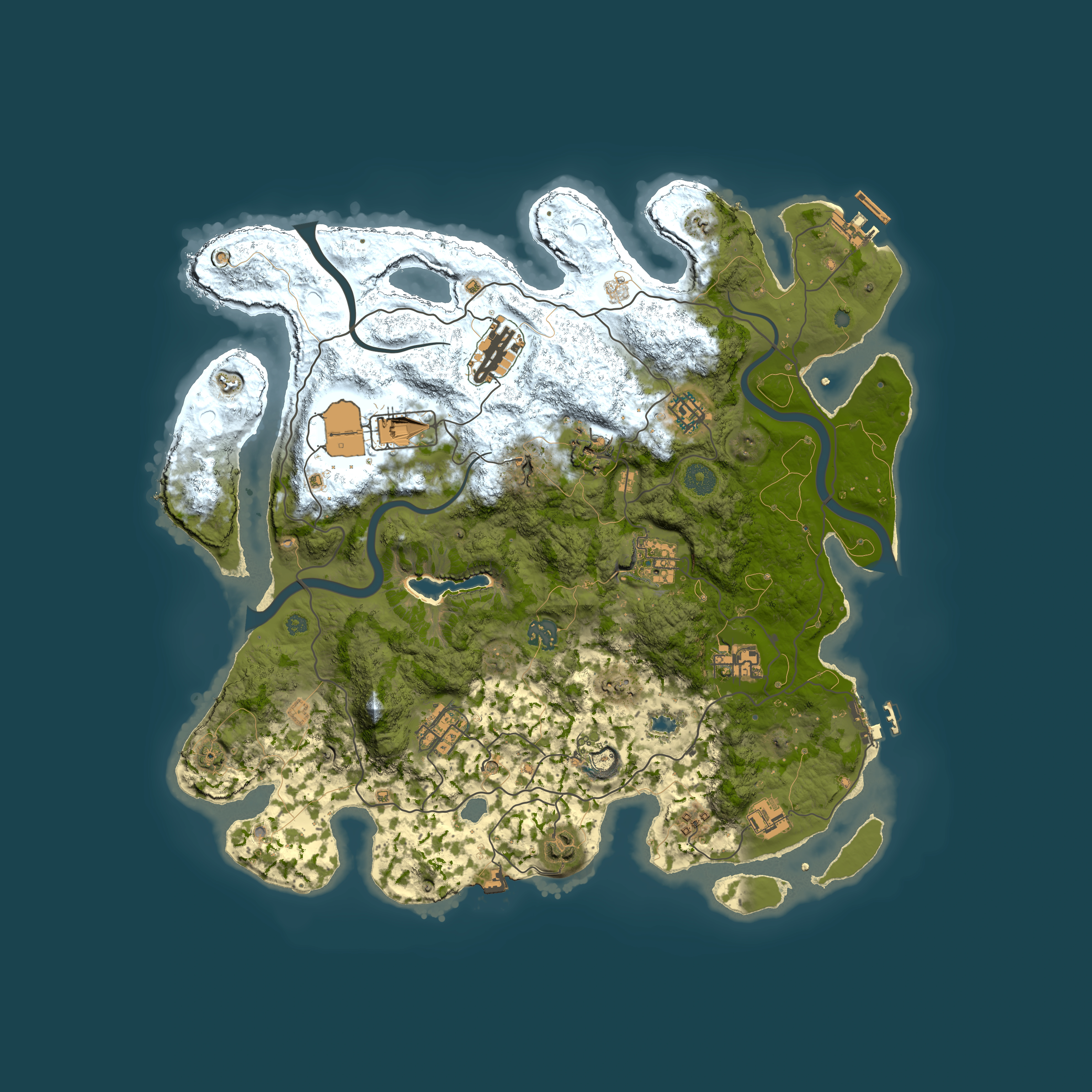 Full top-down render of Rust map seed 2044439276, 4000x4000m