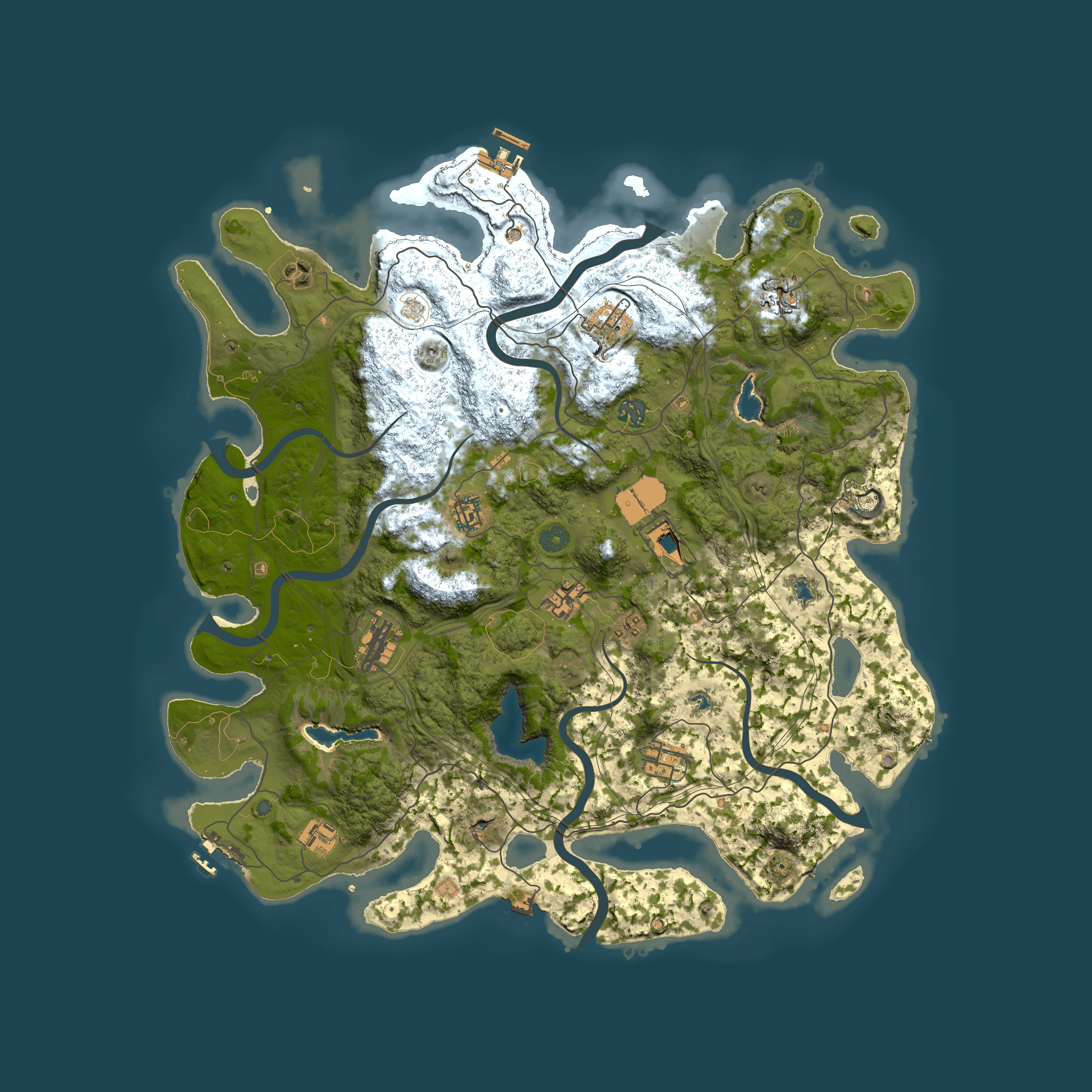 Full top-down render of Rust map seed 777666777, 4500x4500m