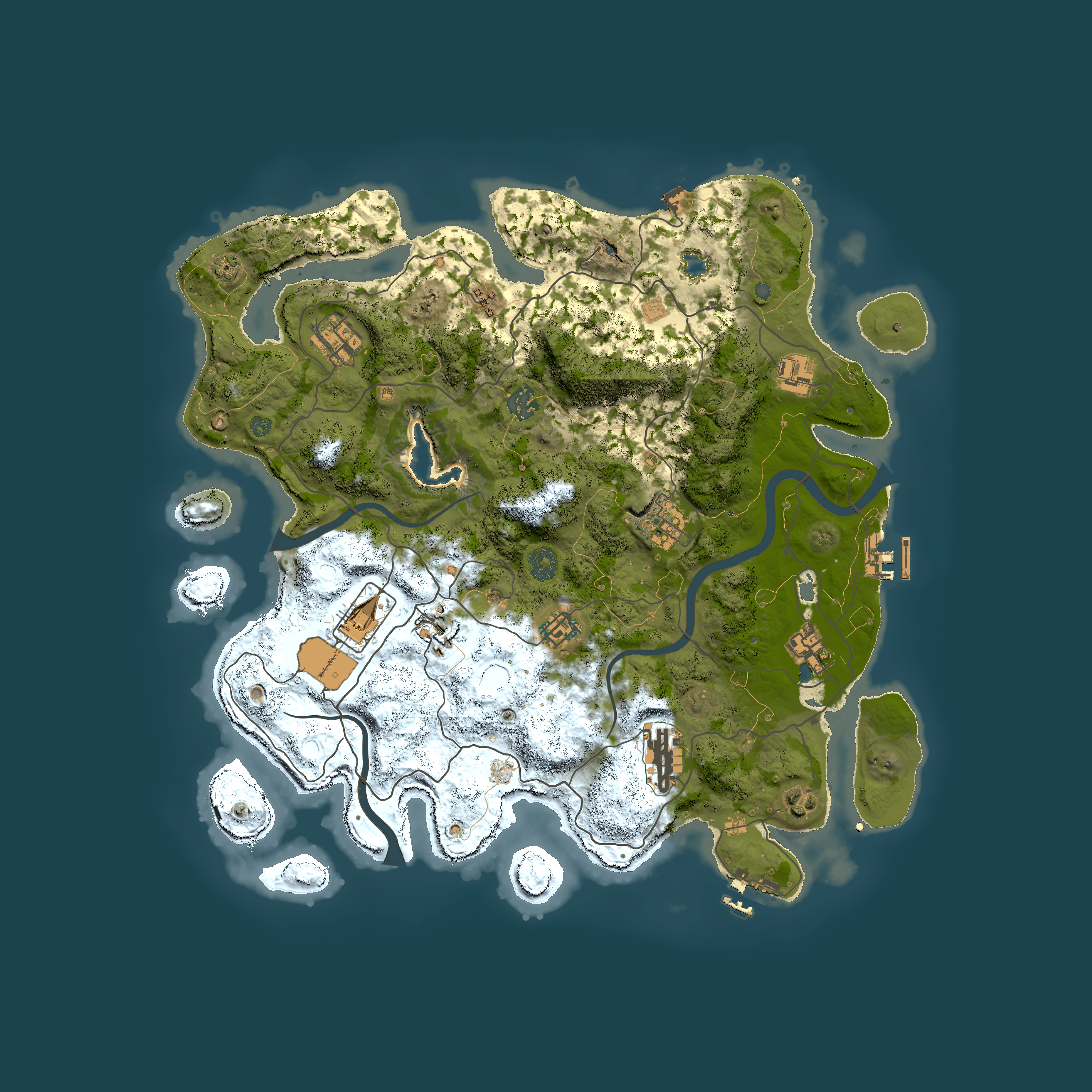 Full top-down render of Rust map seed 498329542, 4000x4000m