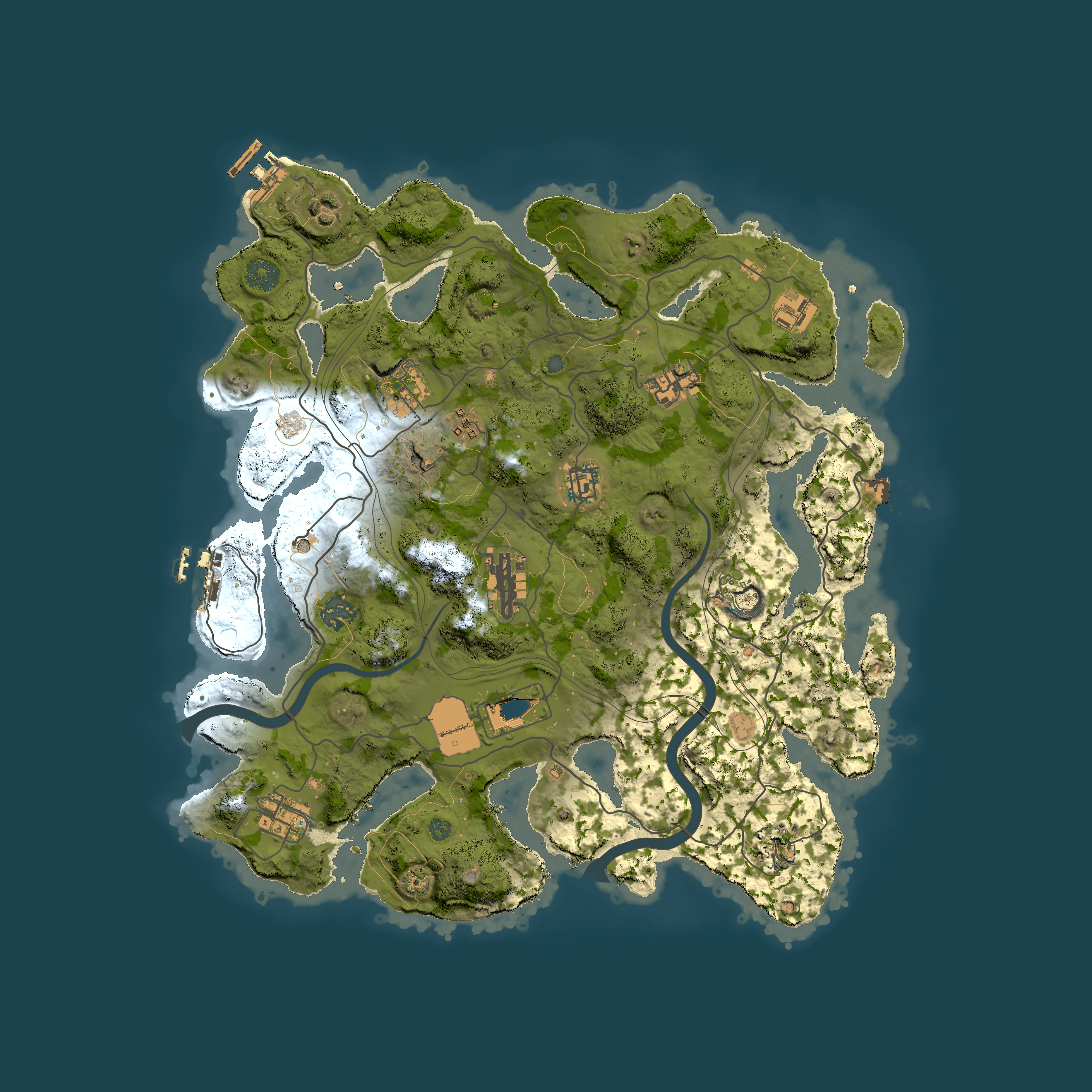 Full top-down render of Rust map seed 1337, 3800x3800m