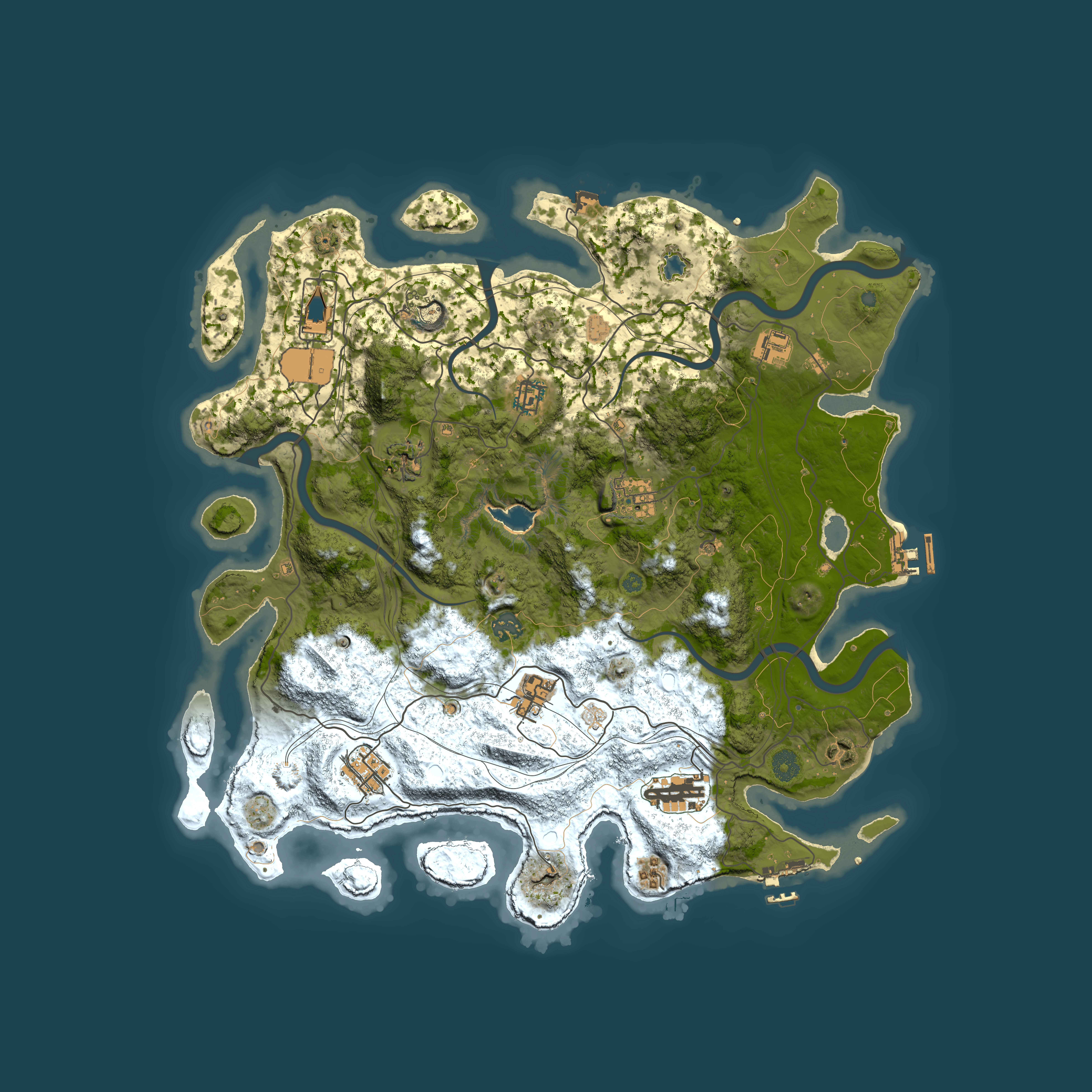 Full top-down render of Rust map seed 0, 4250x4250m