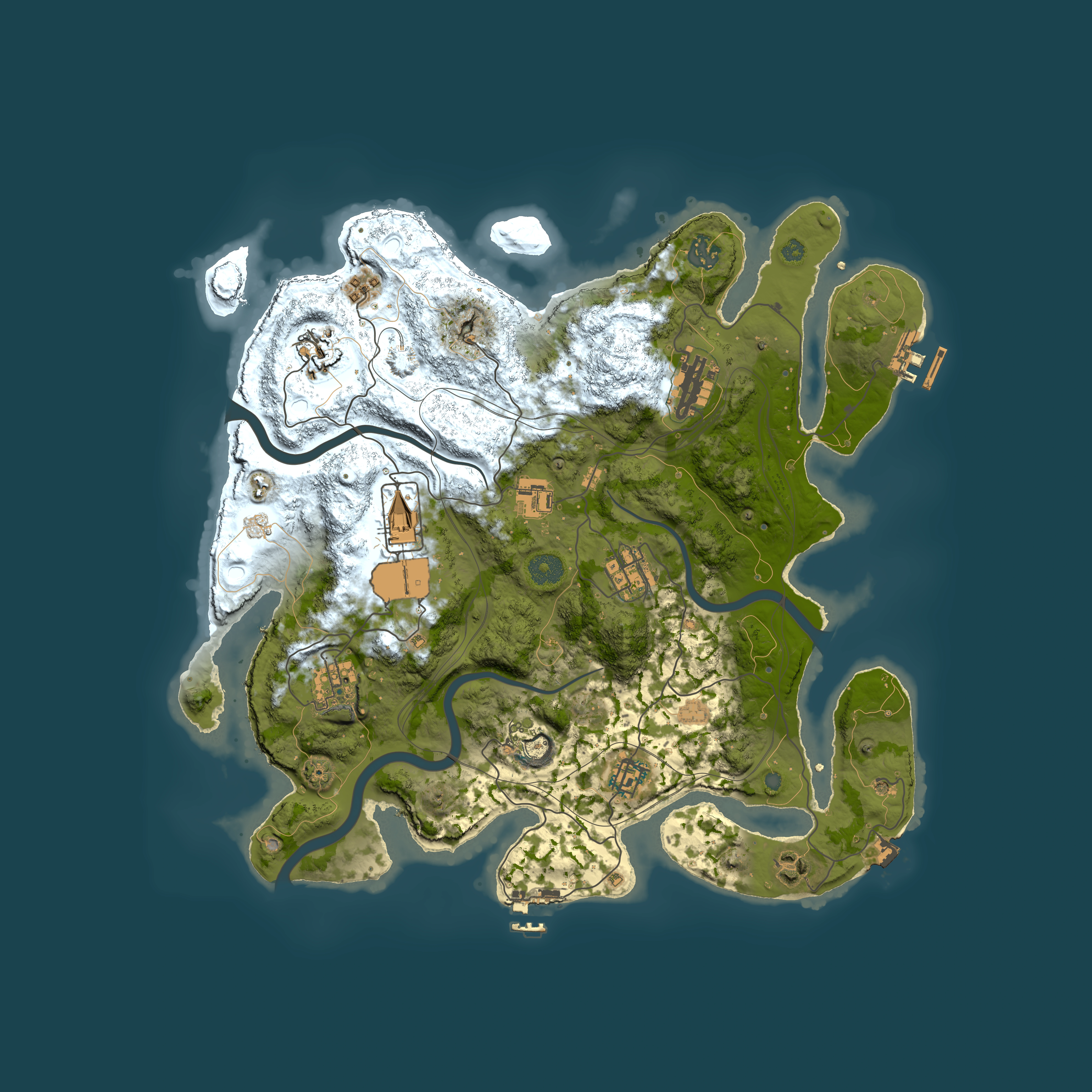 Full top-down render of Rust map seed 1337, 3800x3800m