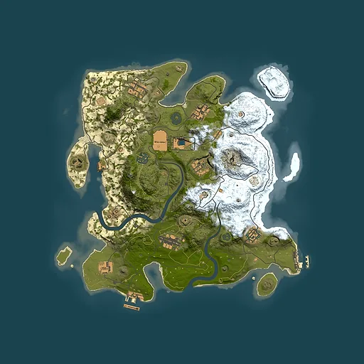 Rust map seed 0, 3500x3500m top-down preview
