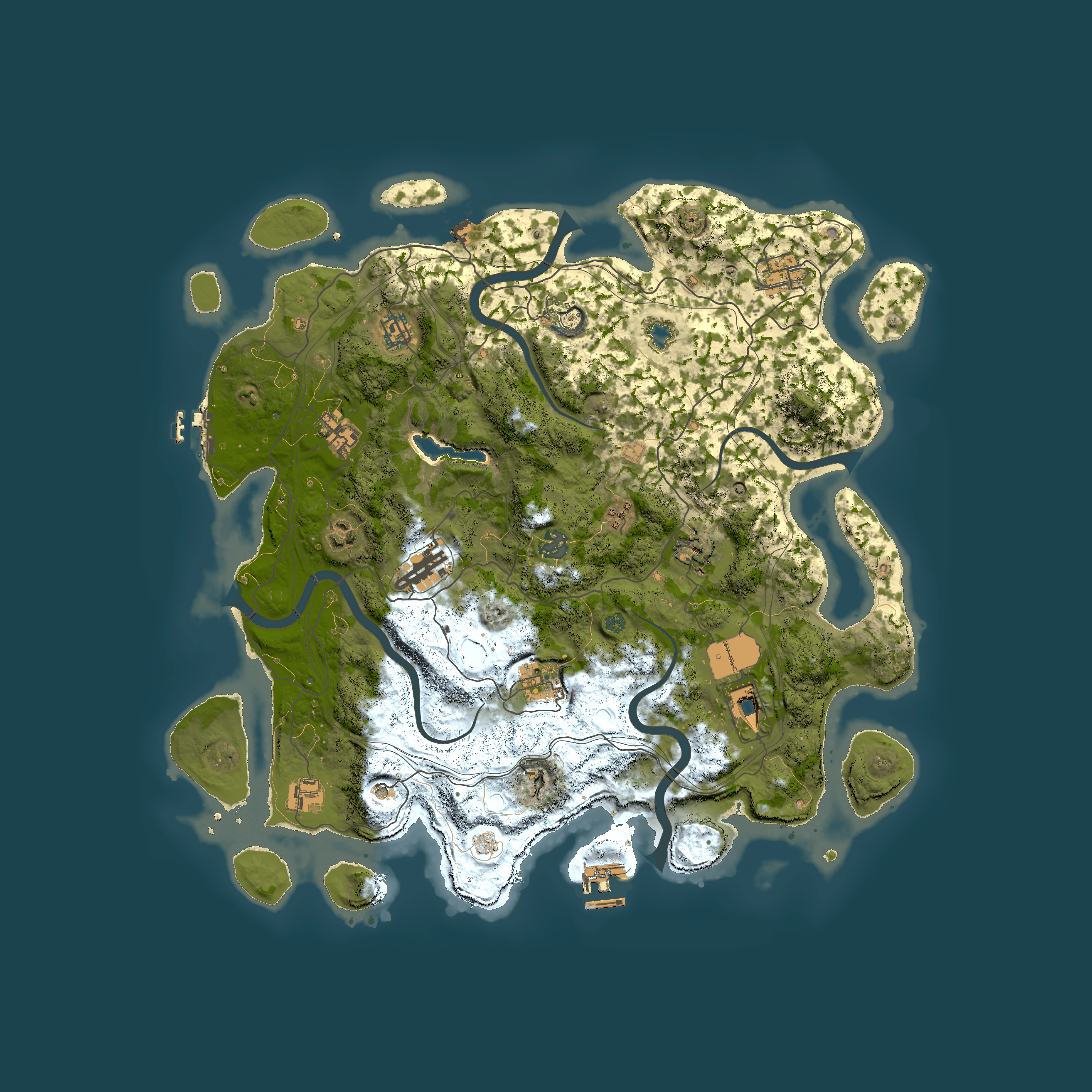 Full top-down render of Rust map seed 0, 4250x4250m