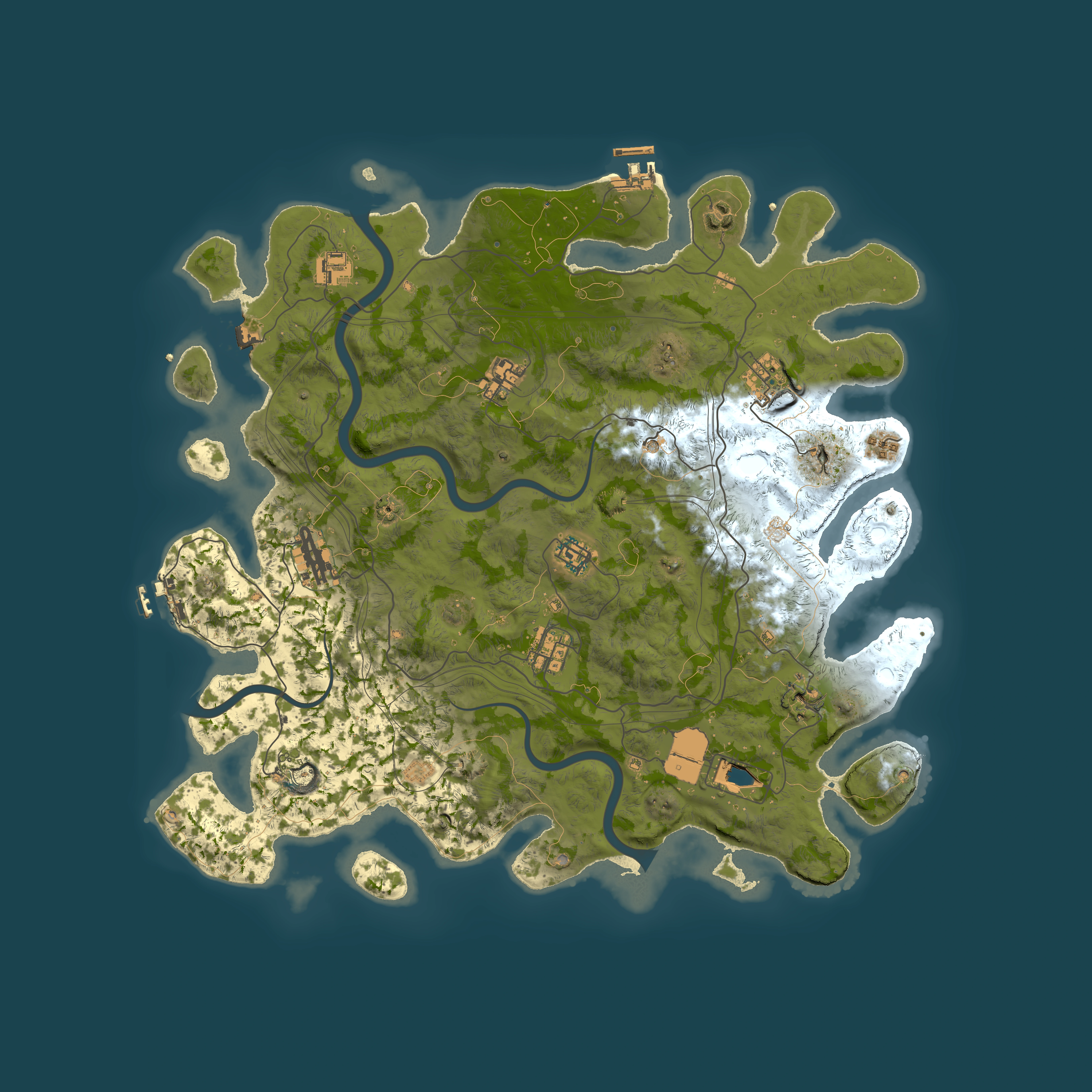 Full top-down render of Rust map seed 1337, 4250x4250m
