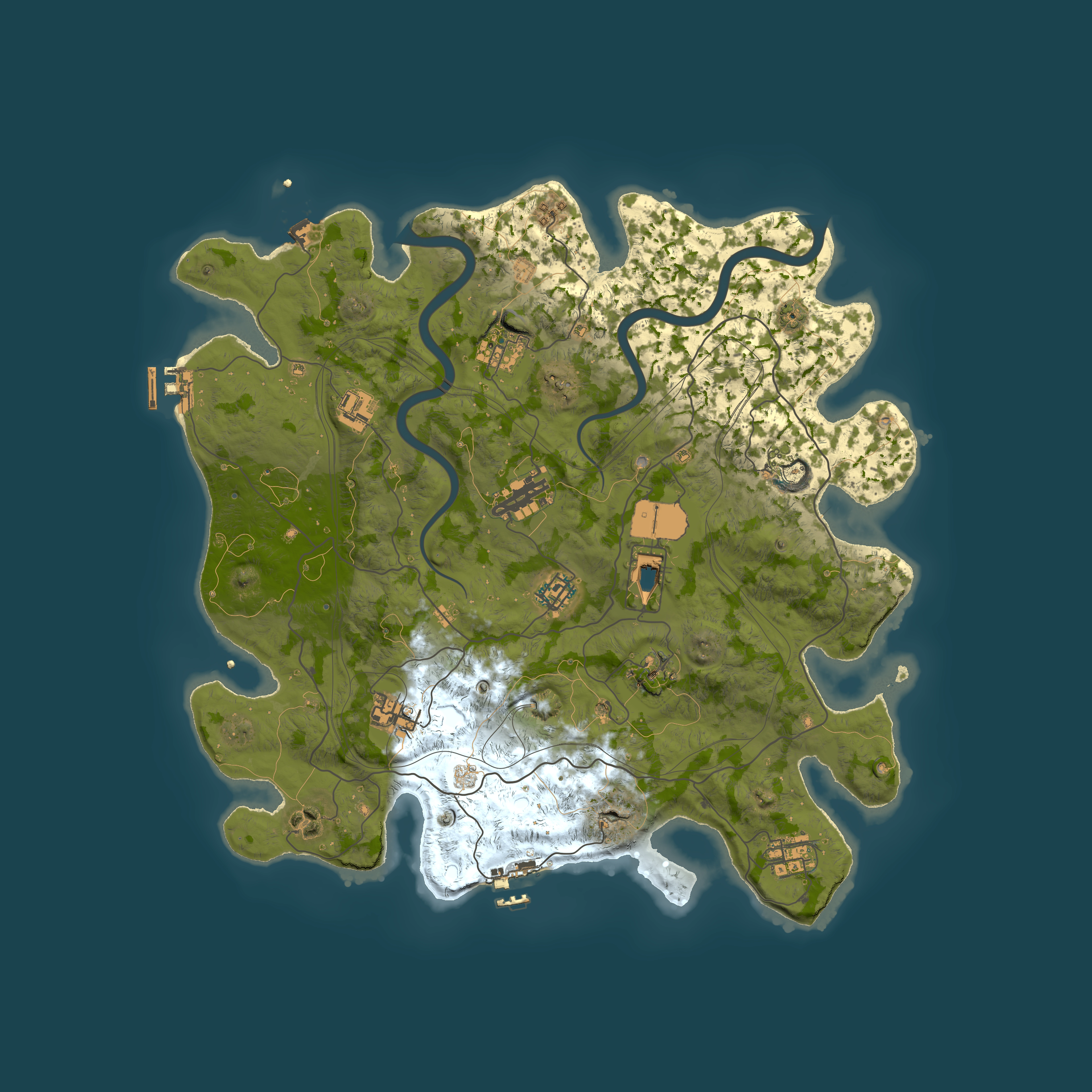 Full top-down render of Rust map seed 1337, 4000x4000m