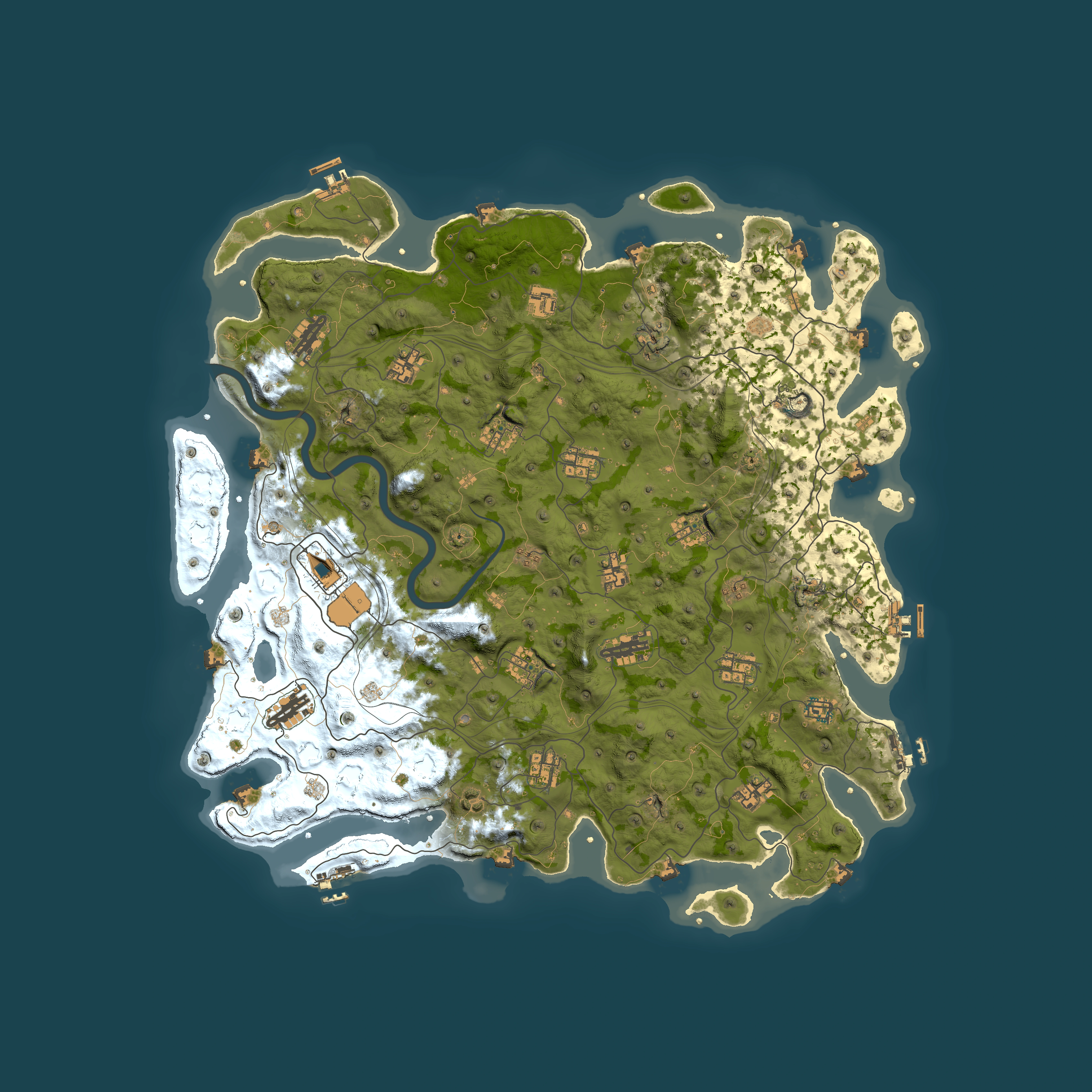 Full top-down render of Rust map seed 1337, 5000x5000m