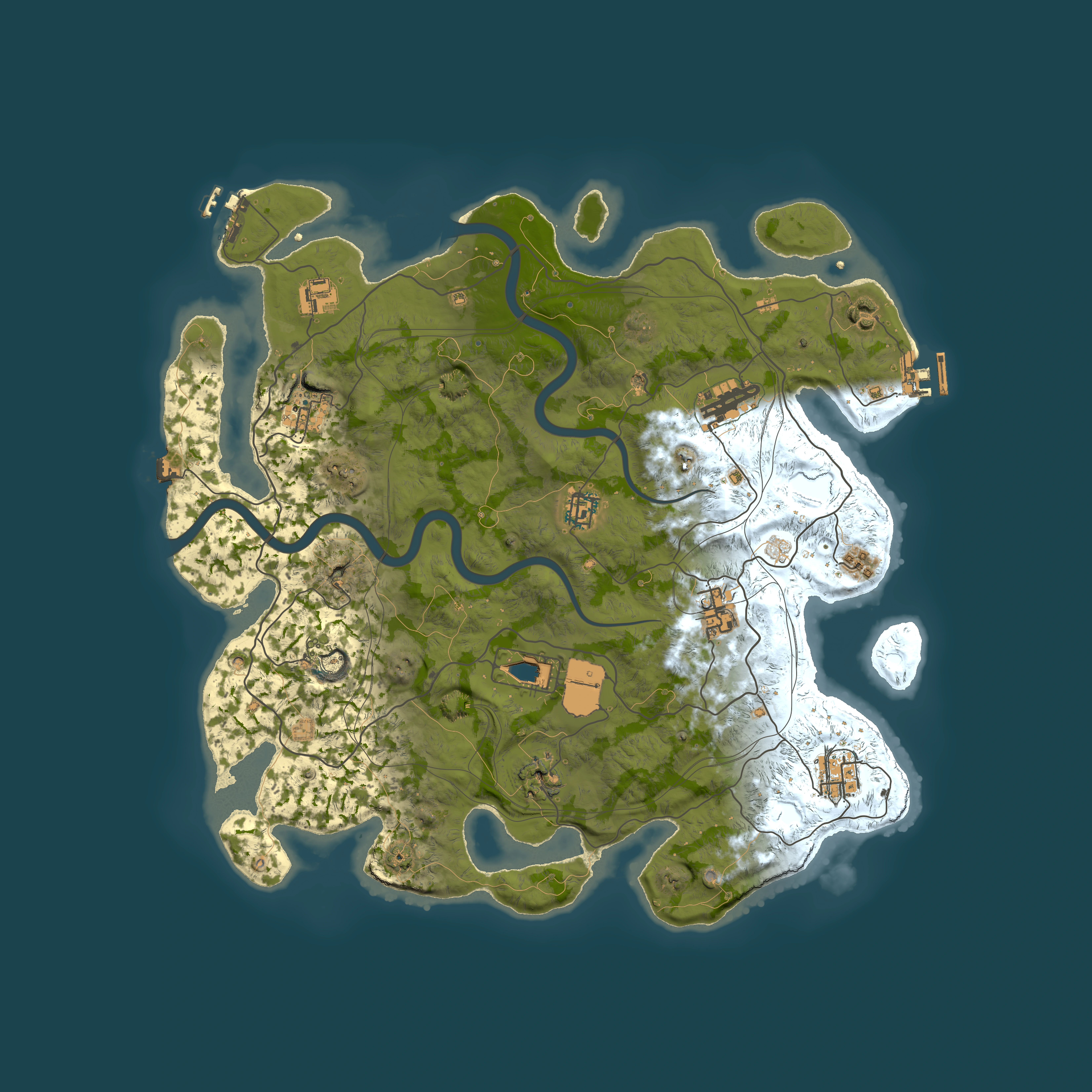 Full top-down render of Rust map seed 1112022, 4000x4000m
