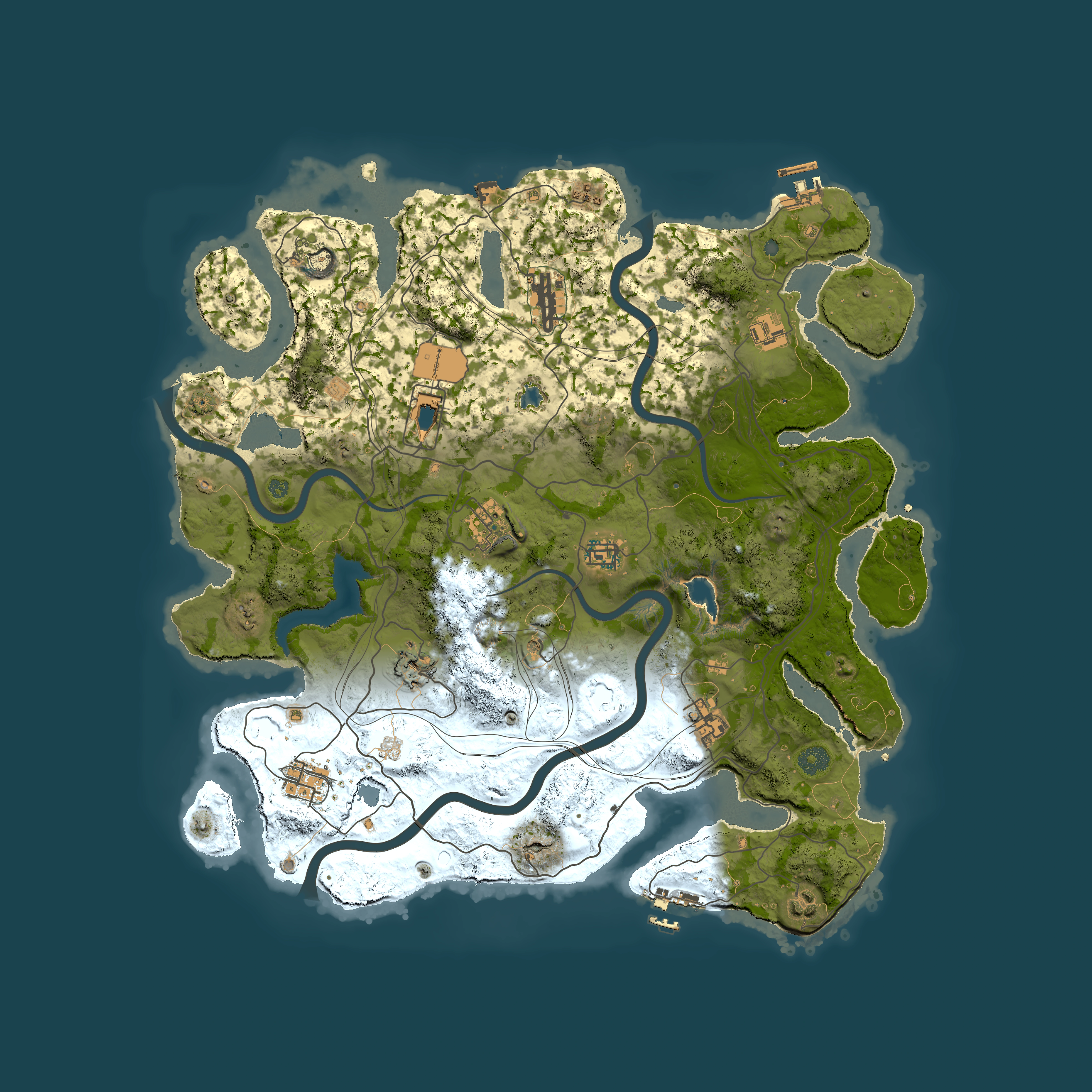 Full top-down render of Rust map seed 2638, 4250x4250m