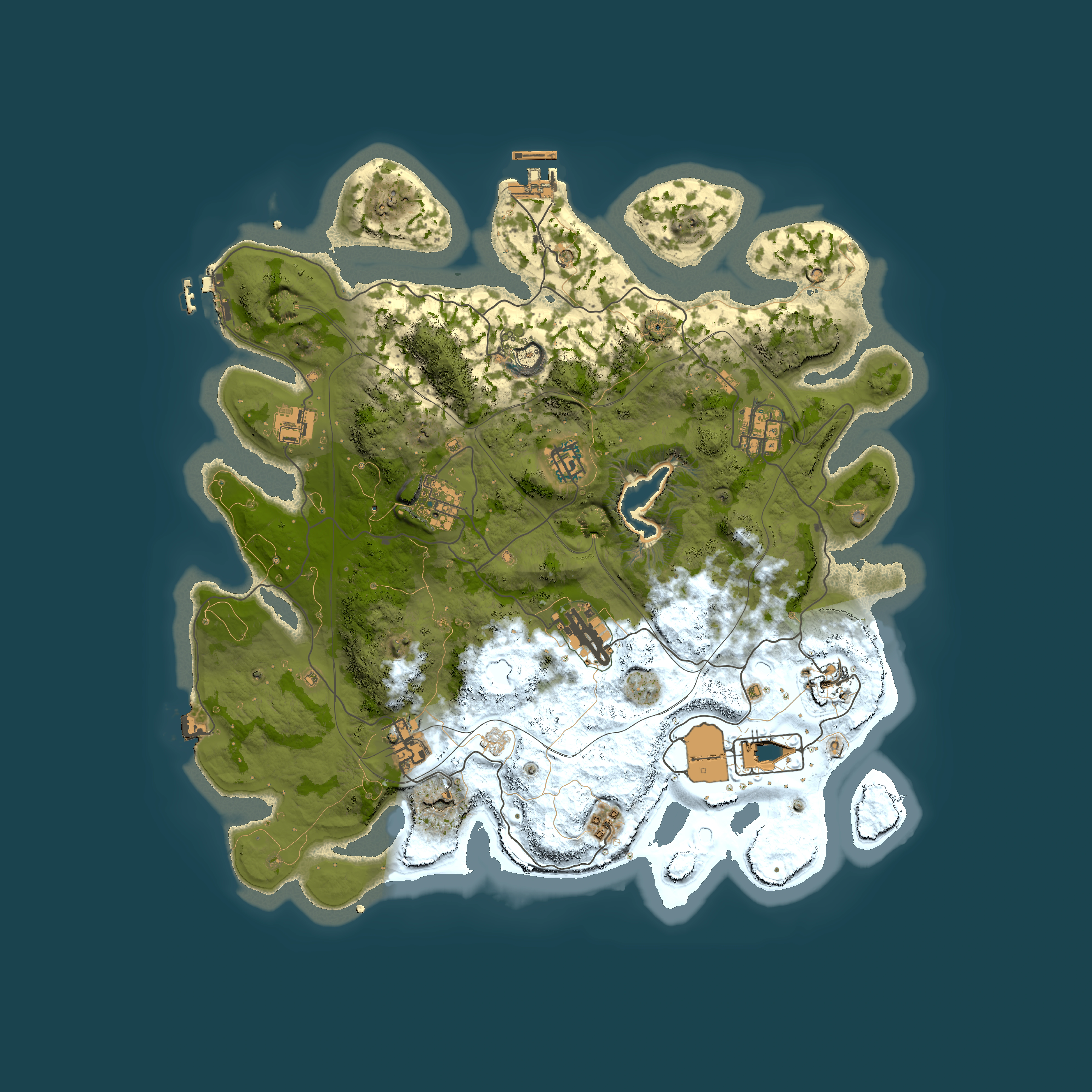Full top-down render of Rust map seed 1337, 3800x3800m