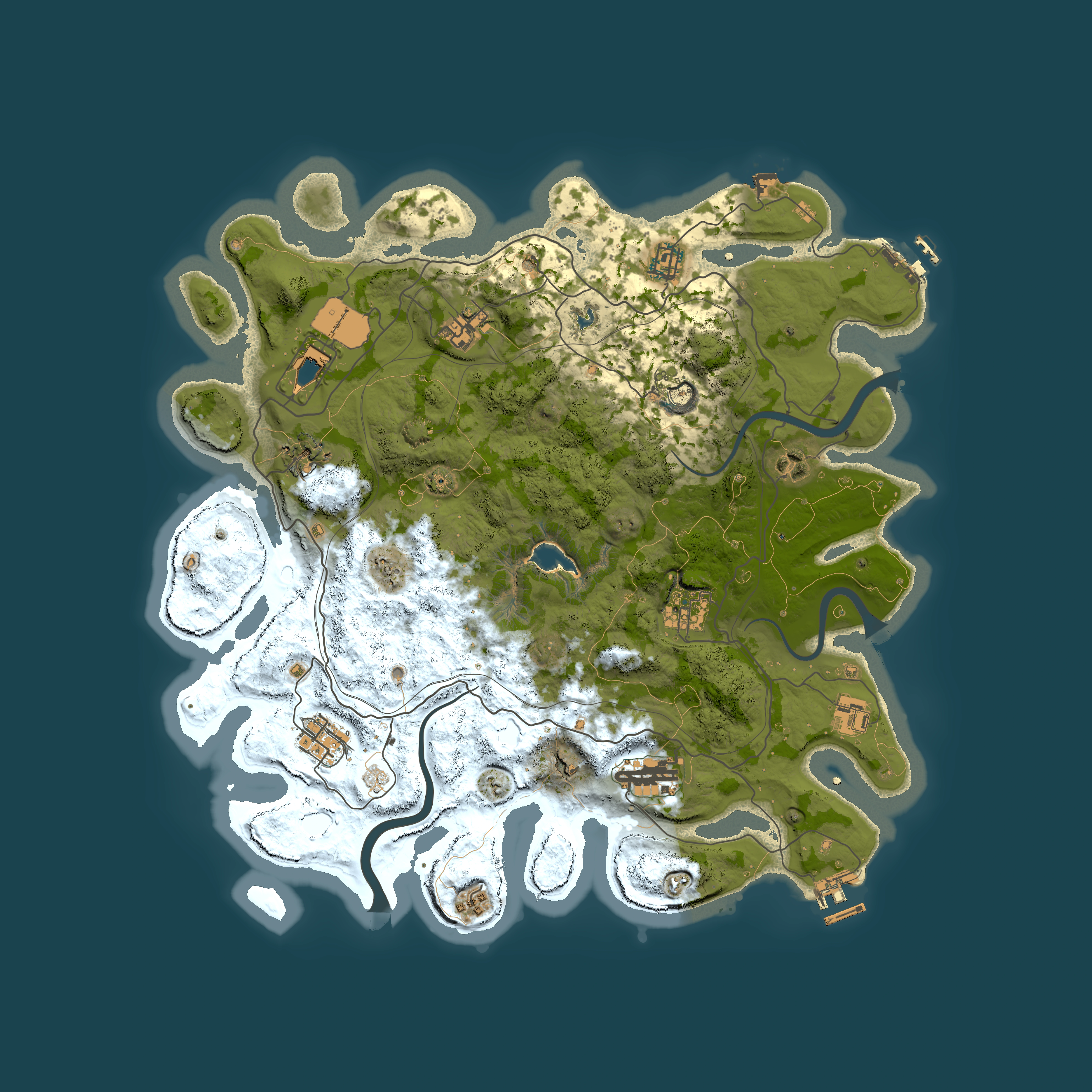 Full top-down render of Rust map seed 1337, 4000x4000m
