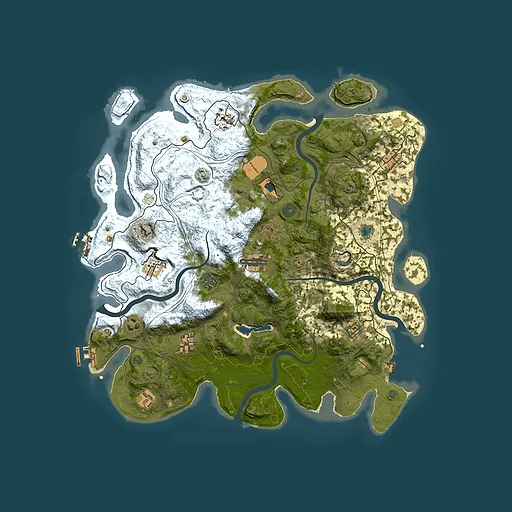 Rust map seed 0, 4250x4250m top-down preview