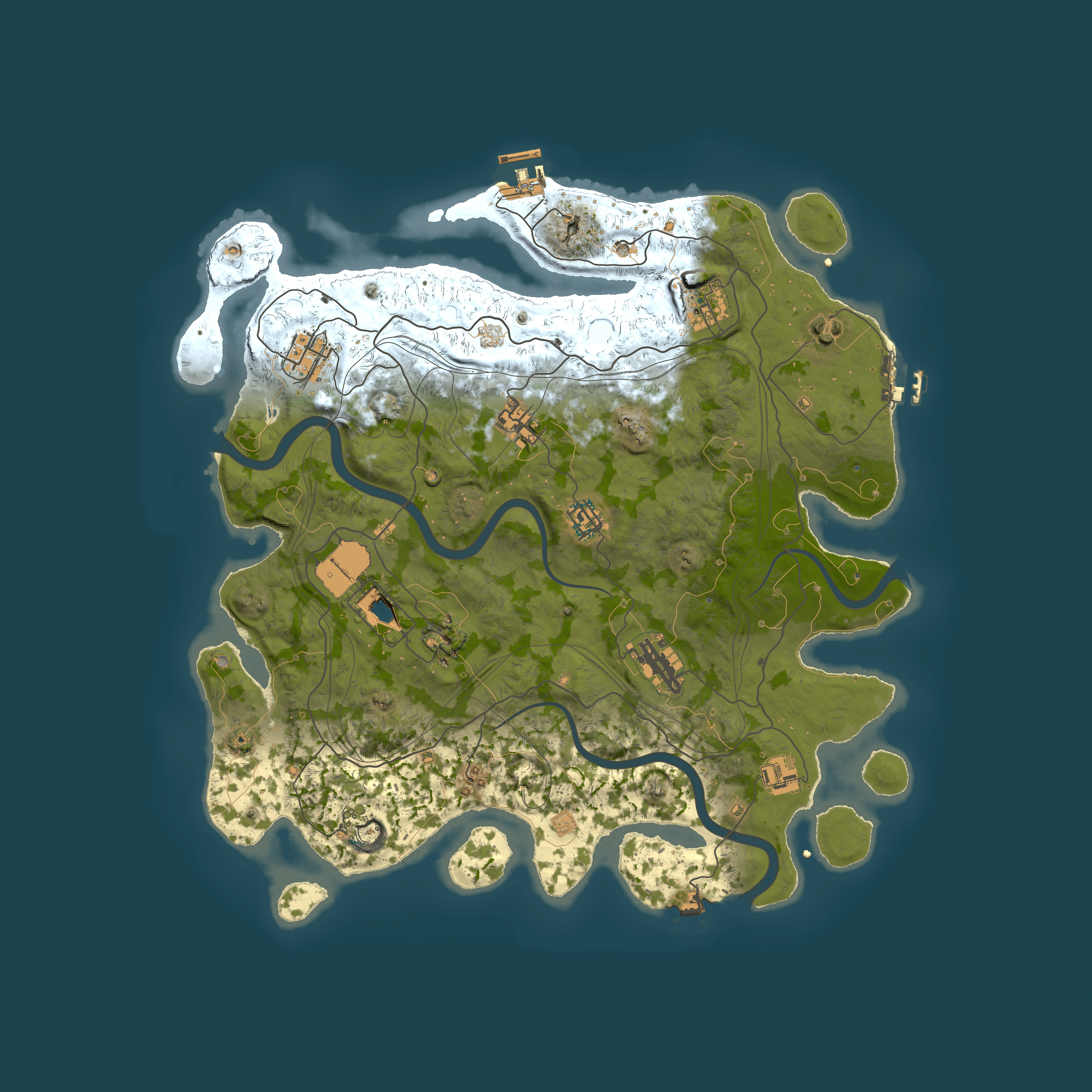 Full top-down render of Rust map seed 1337, 4000x4000m