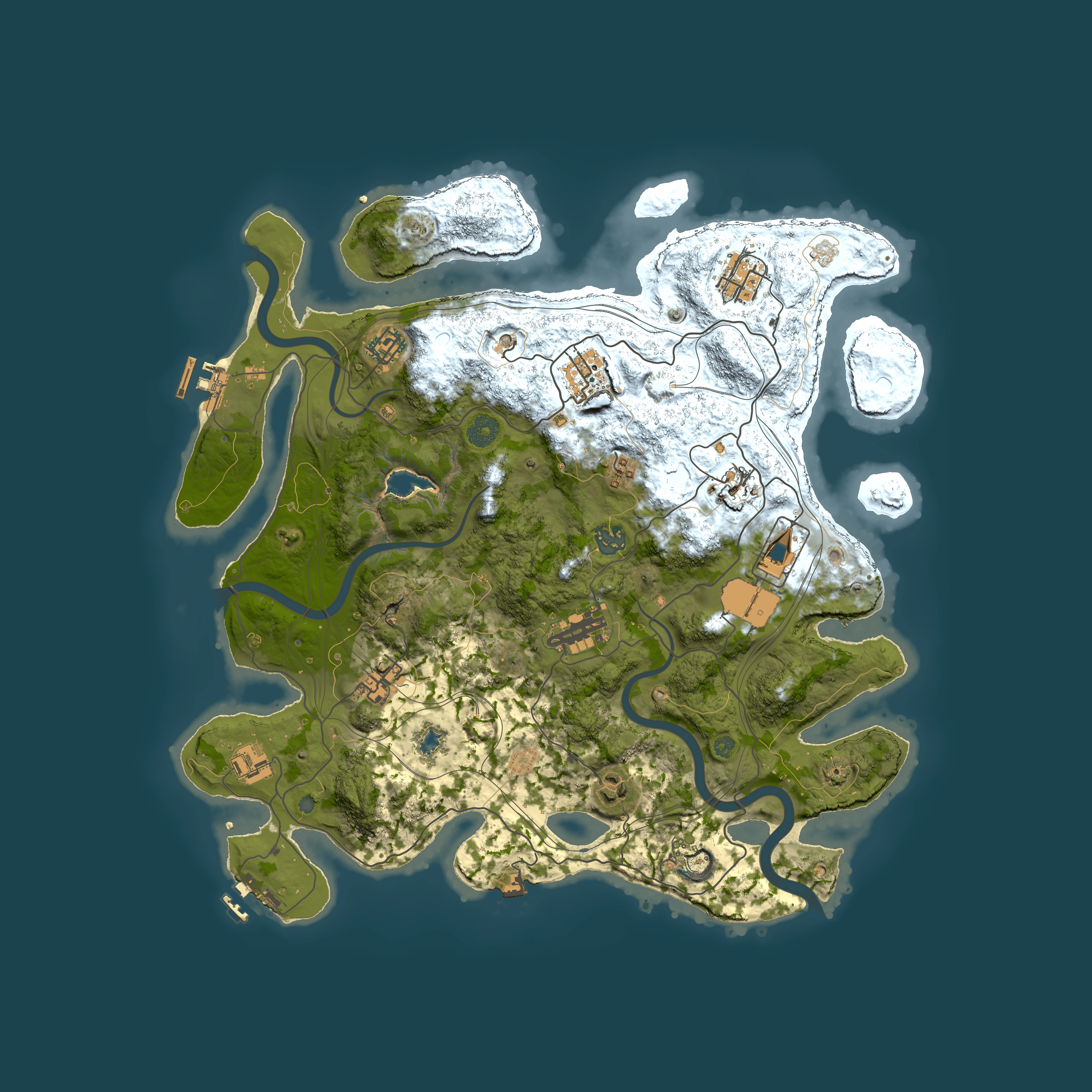 Full top-down render of Rust map seed 1337, 4000x4000m