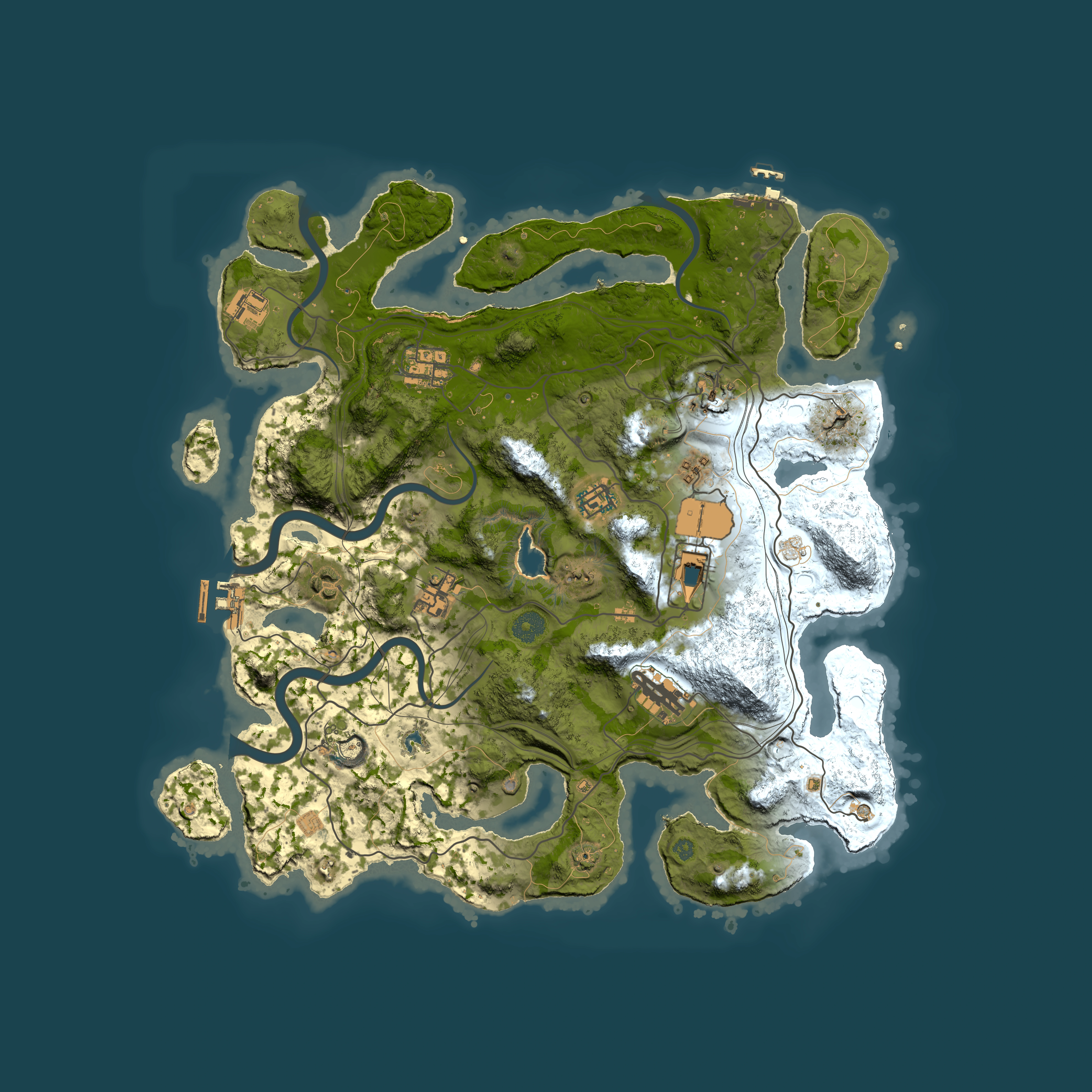 Full top-down render of Rust map seed 1337, 4000x4000m