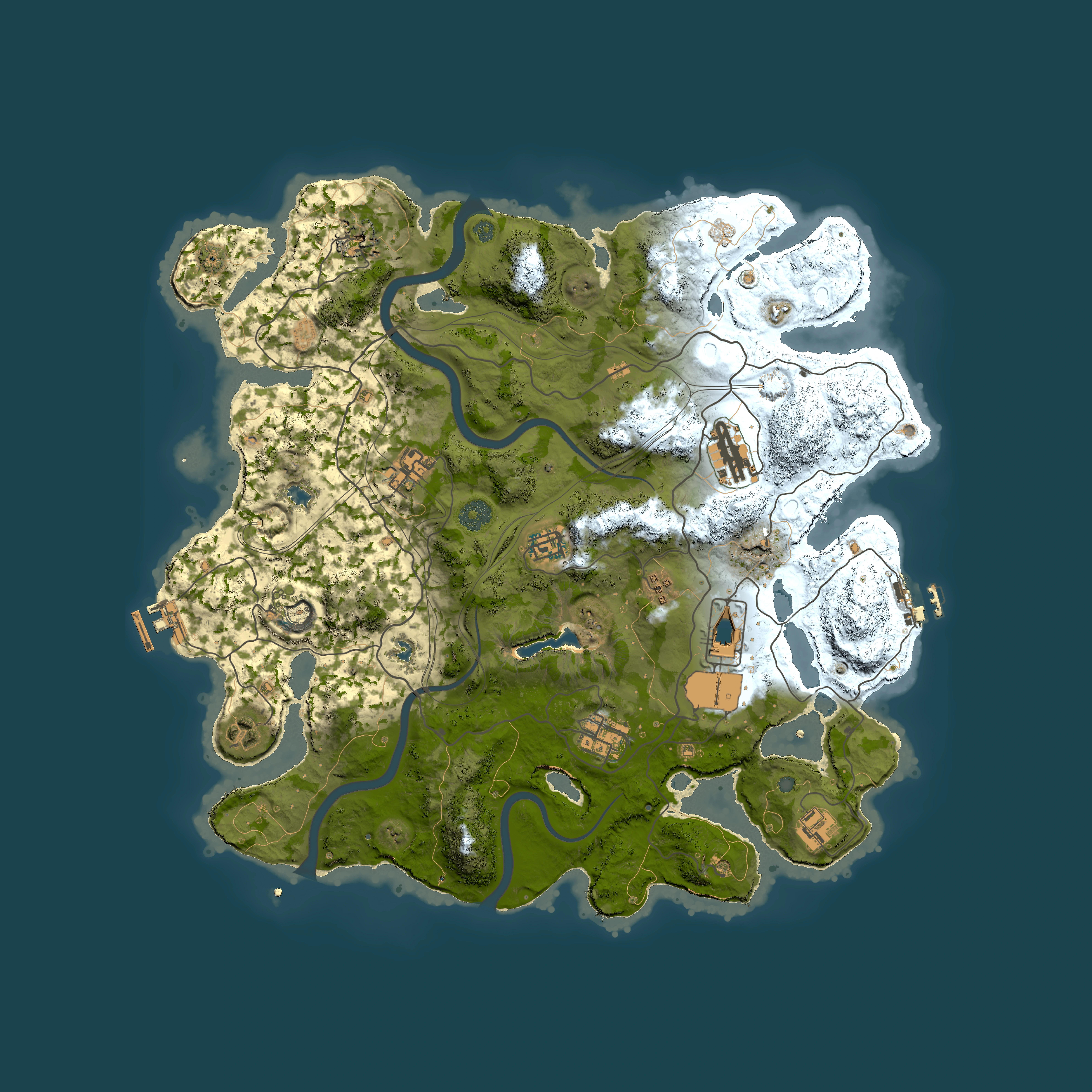Full top-down render of Rust map seed 1337, 4000x4000m