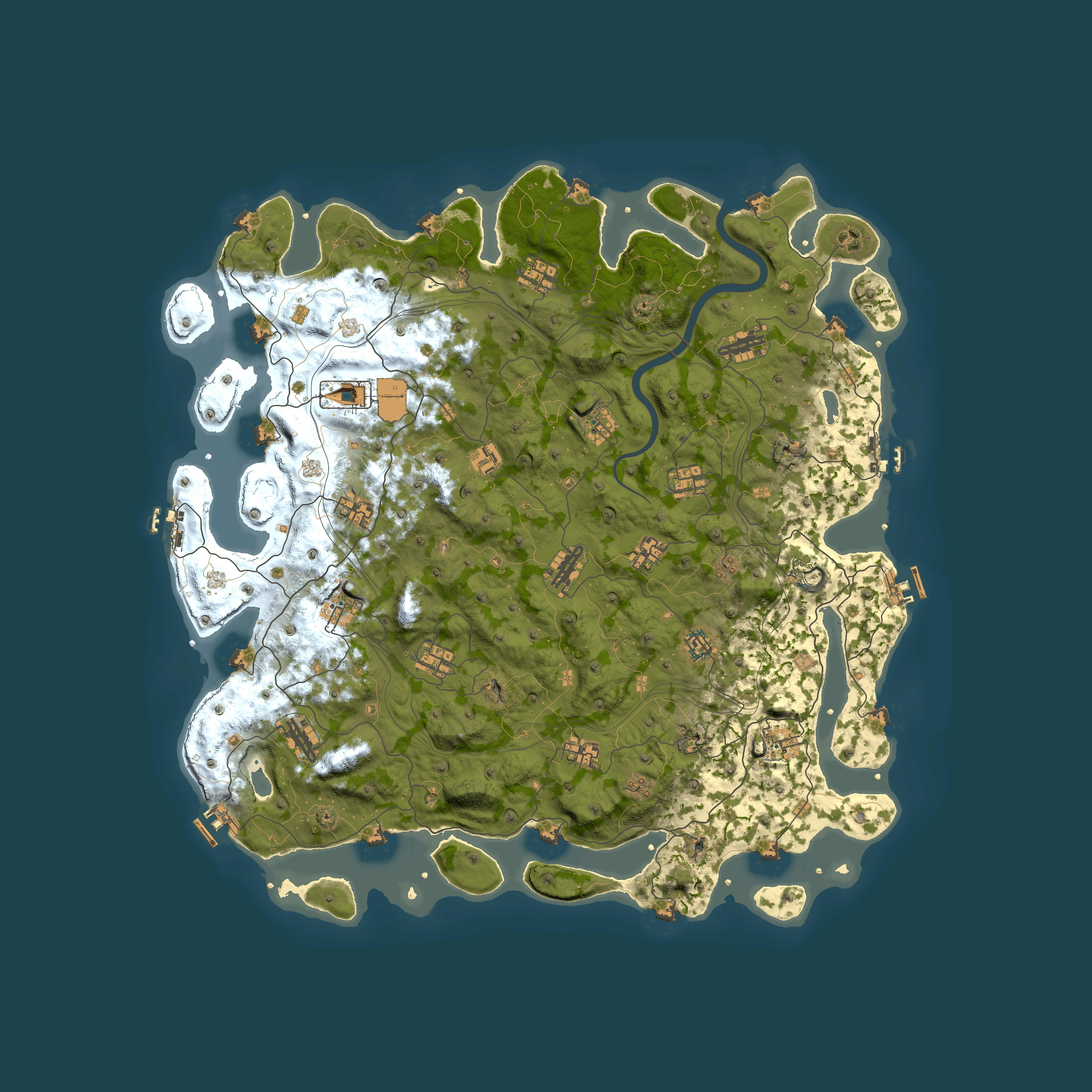 Full top-down render of Rust map seed 1337, 5000x5000m