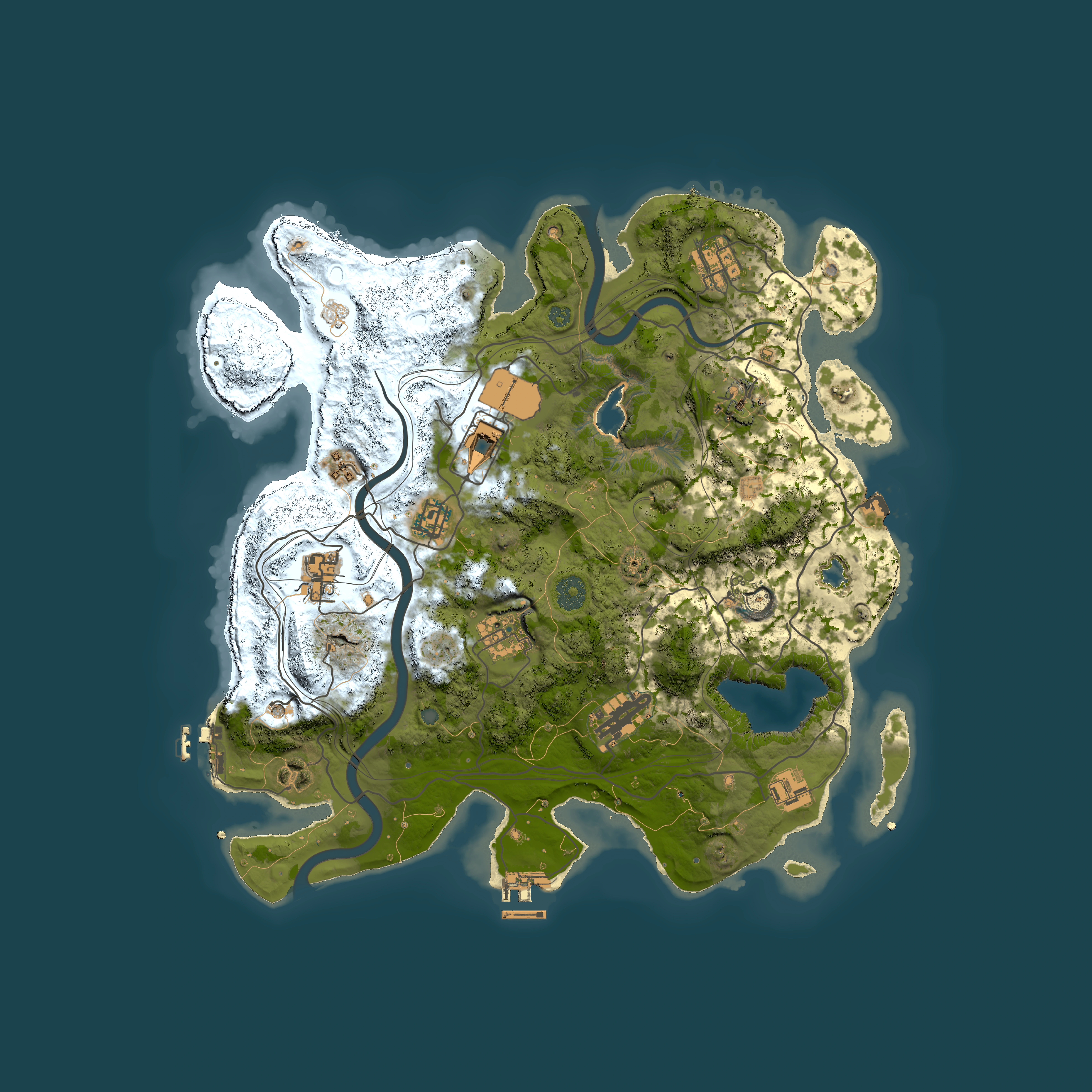 Full top-down render of Rust map seed 1620151965, 3850x3850m