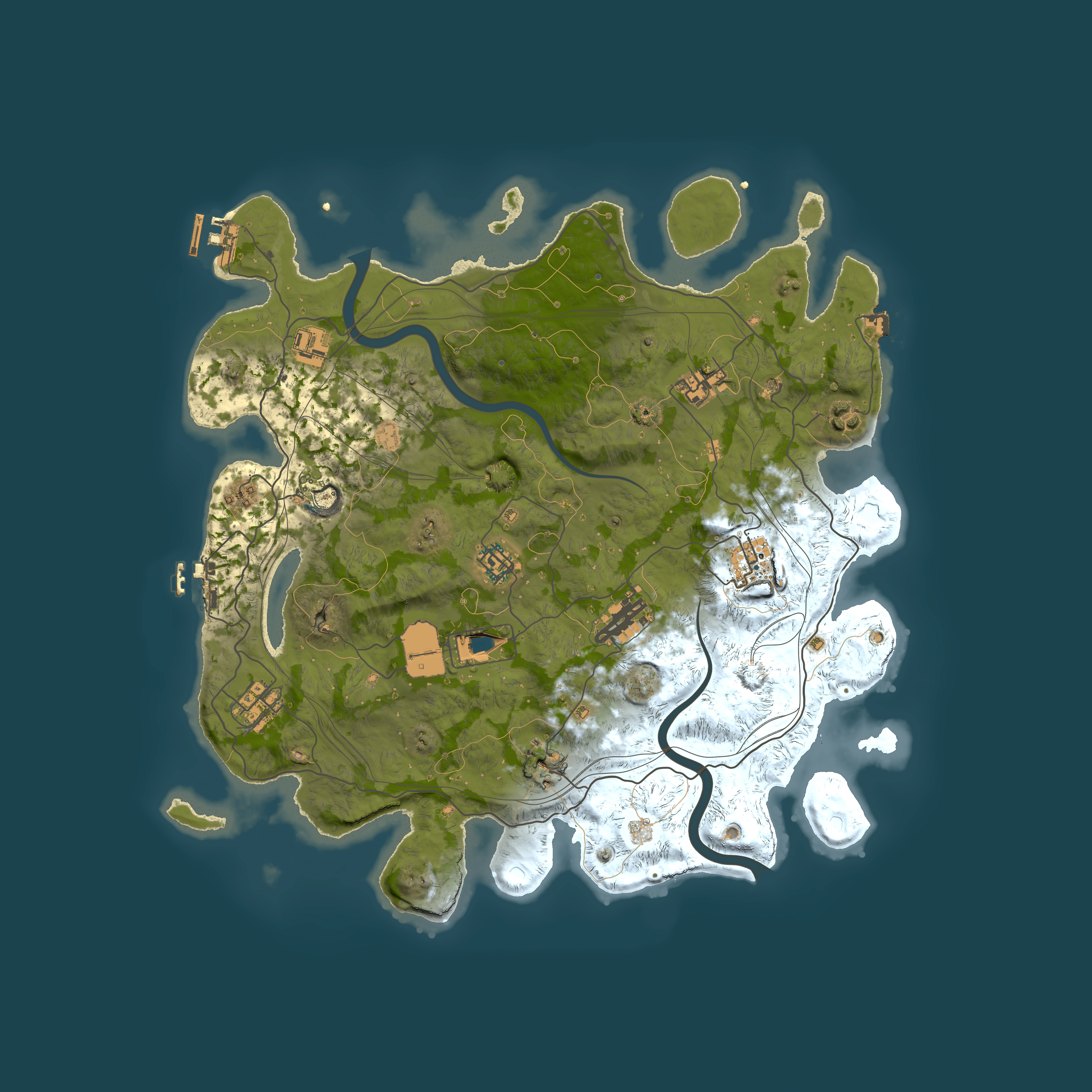 Full top-down render of Rust map seed 1112022, 4000x4000m