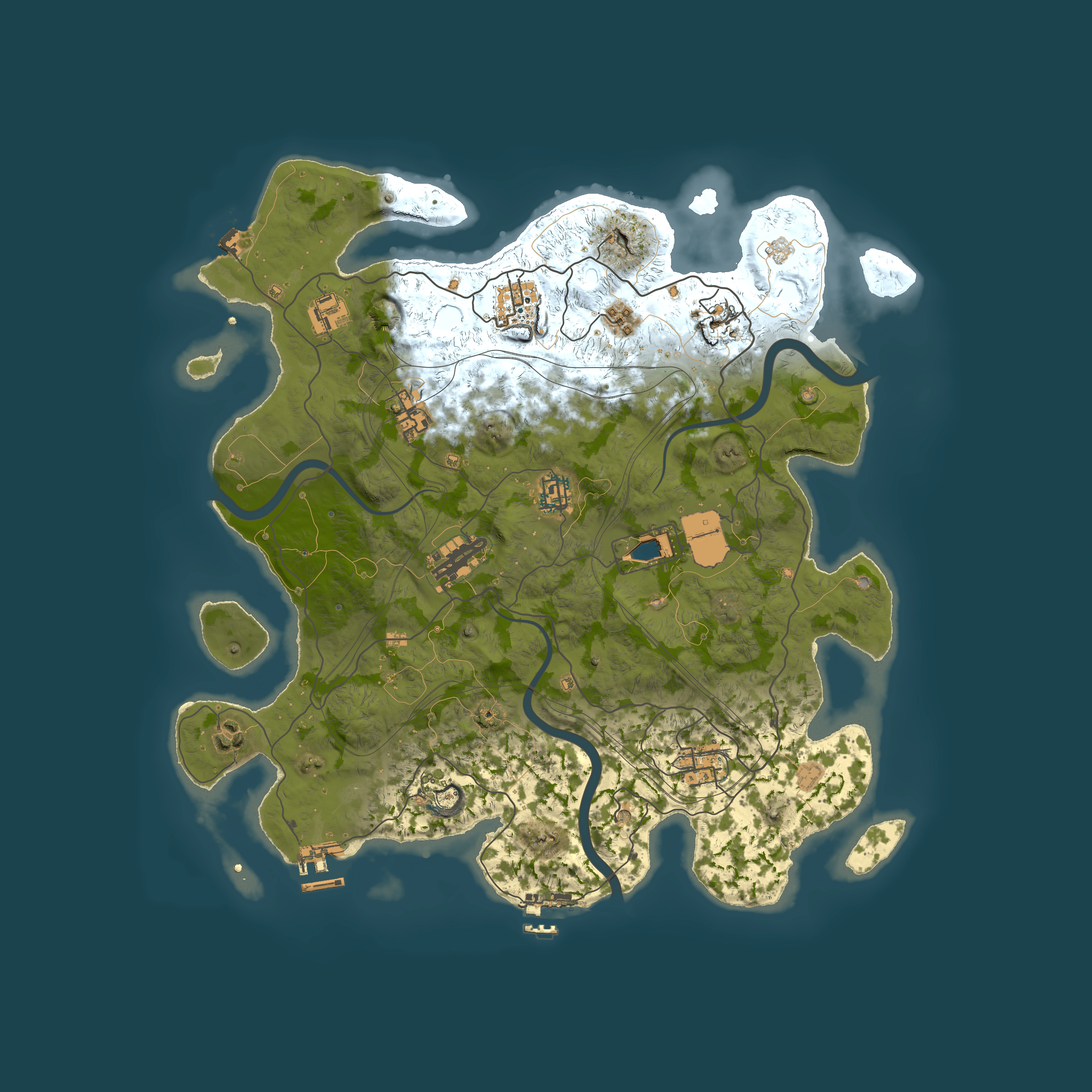 Full top-down render of Rust map seed 1337, 4000x4000m