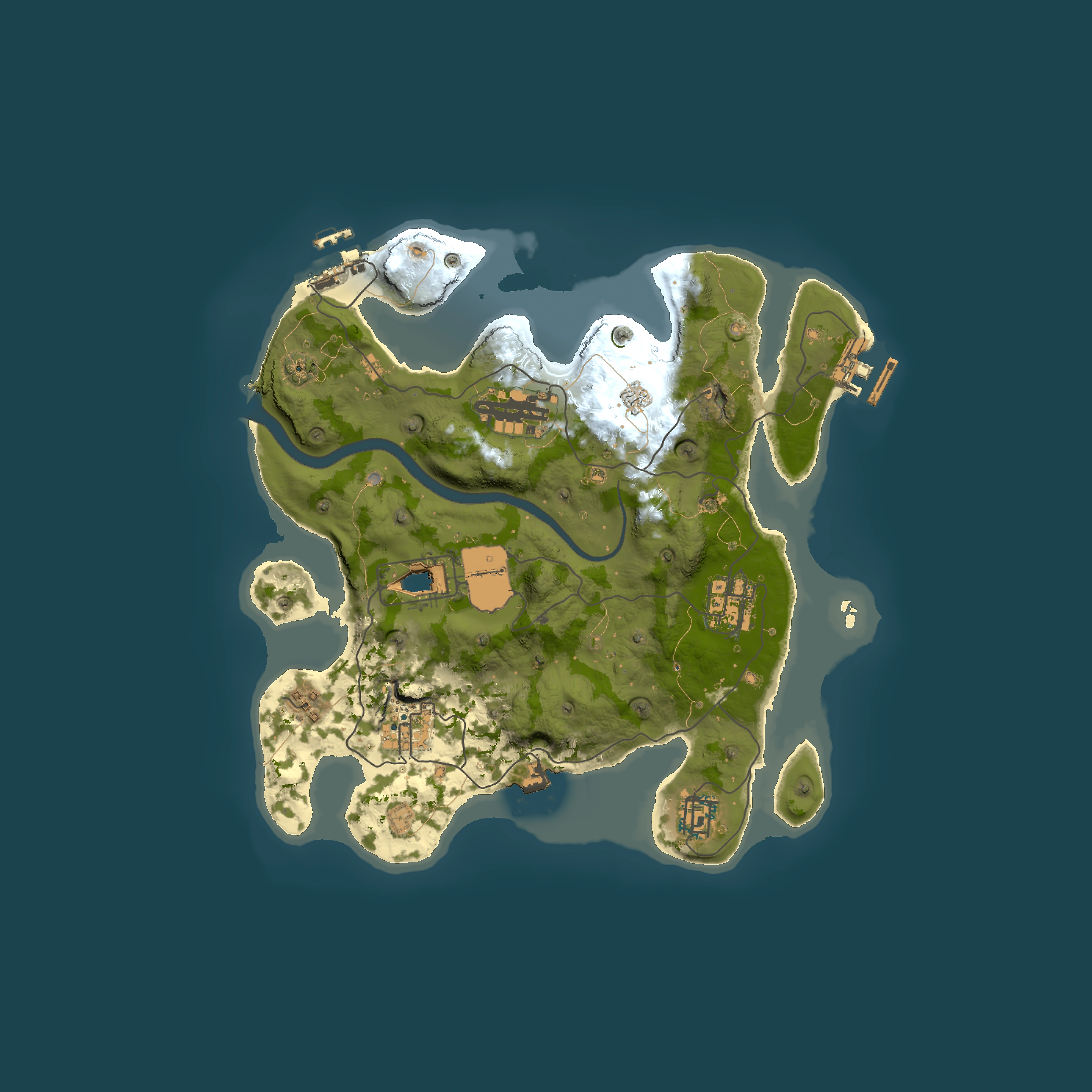 Full top-down render of Rust map seed 1337, 3000x3000m