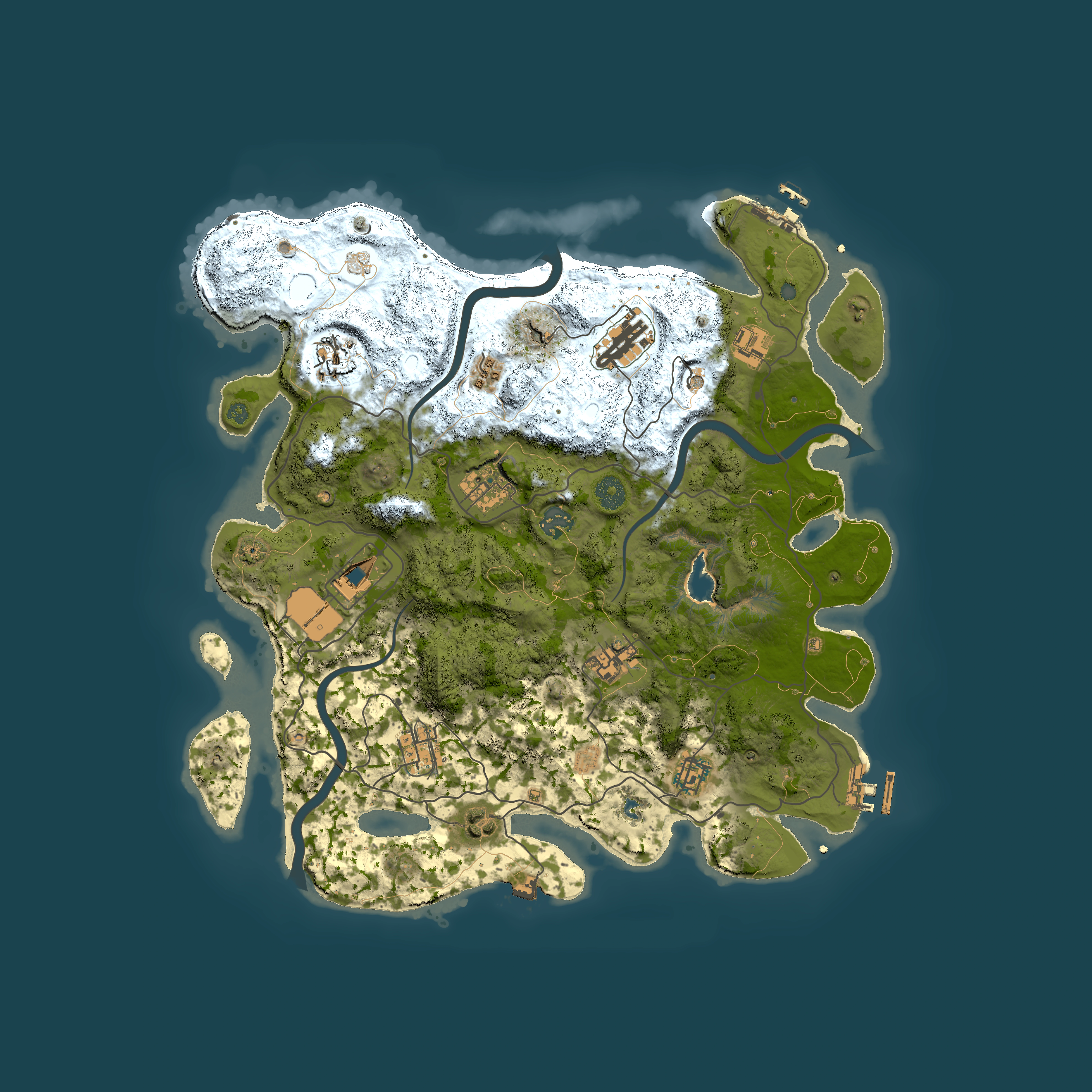 Full top-down render of Rust map seed 1176214103, 4000x4000m