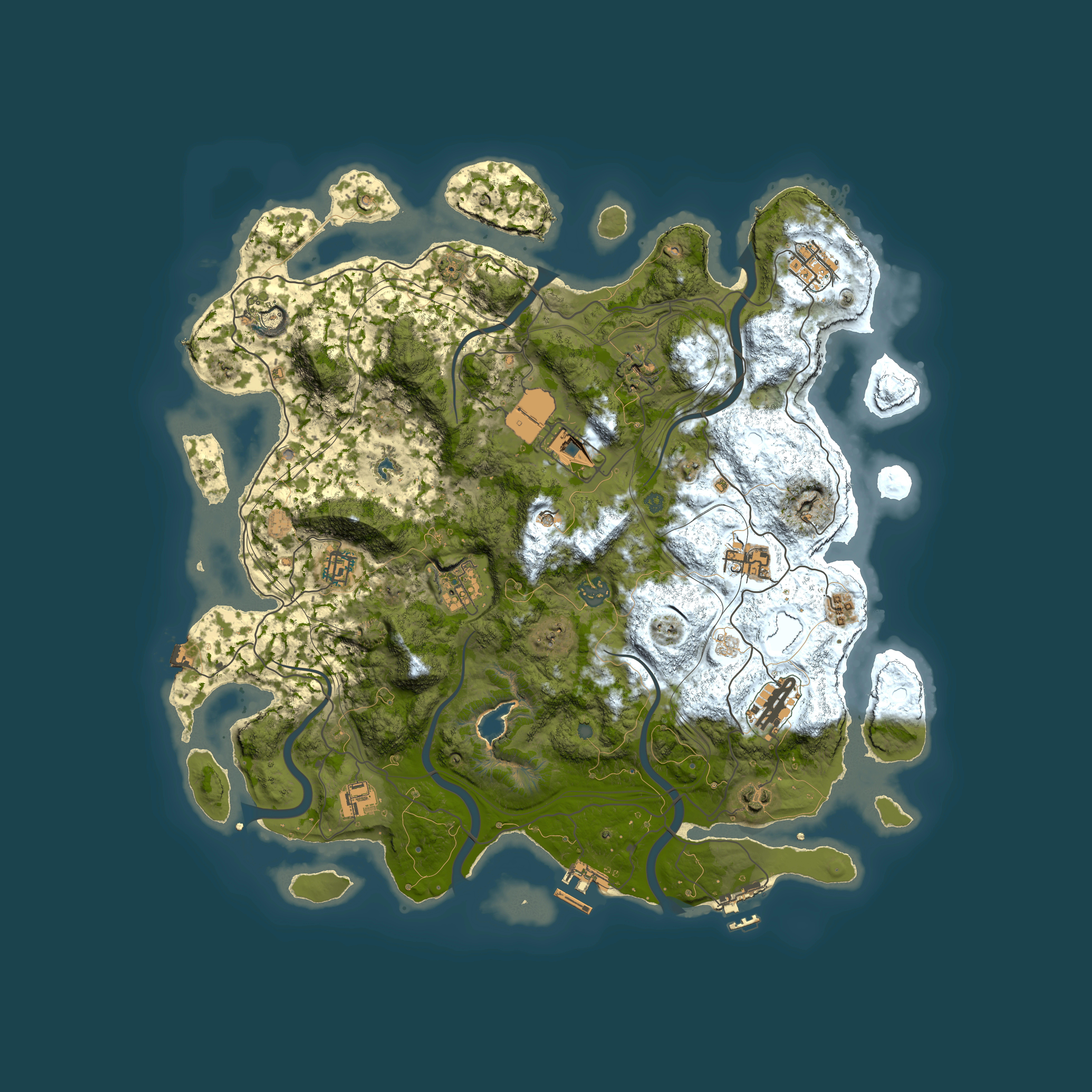 Full top-down render of Rust map seed 0, 4250x4250m