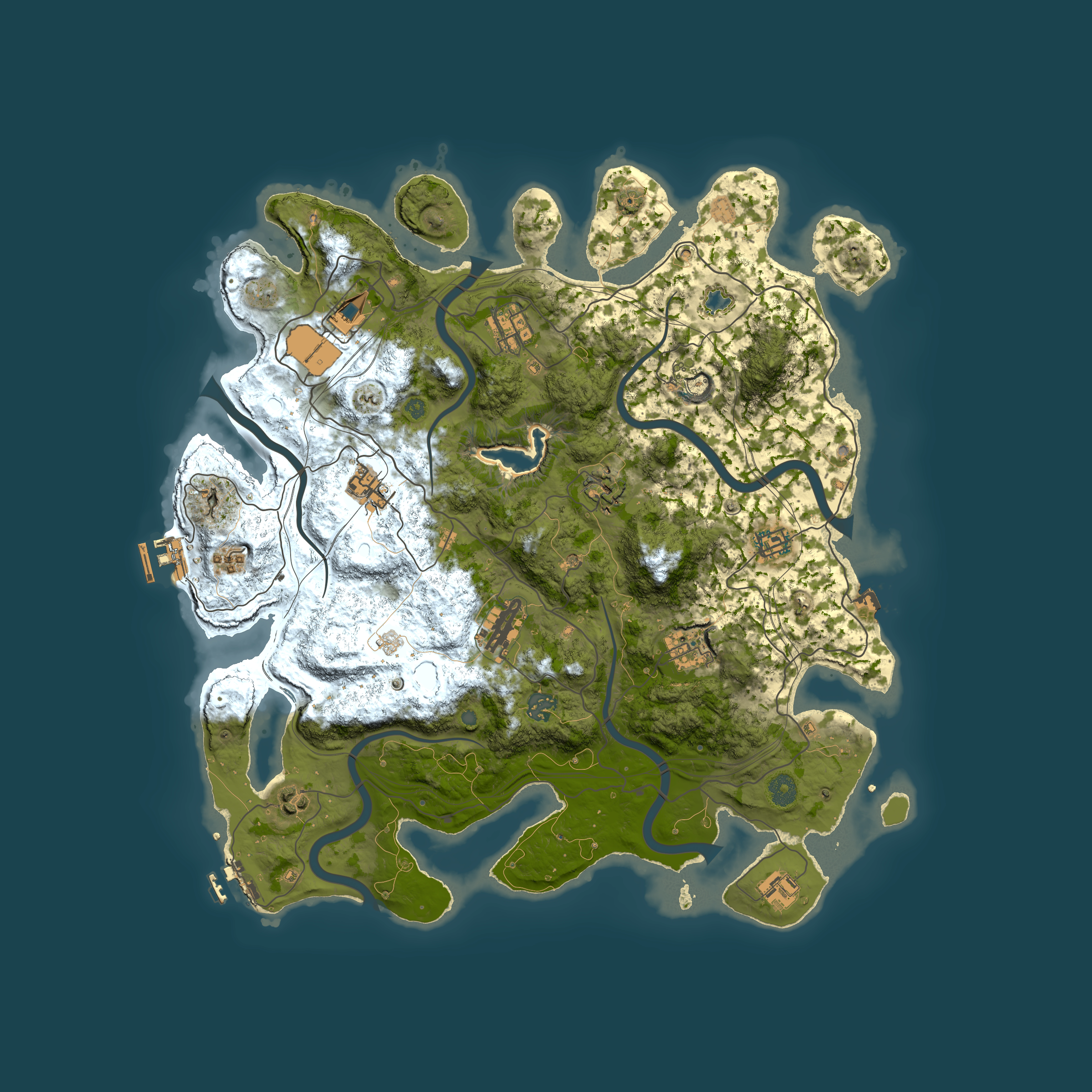 Full top-down render of Rust map seed 0, 4250x4250m