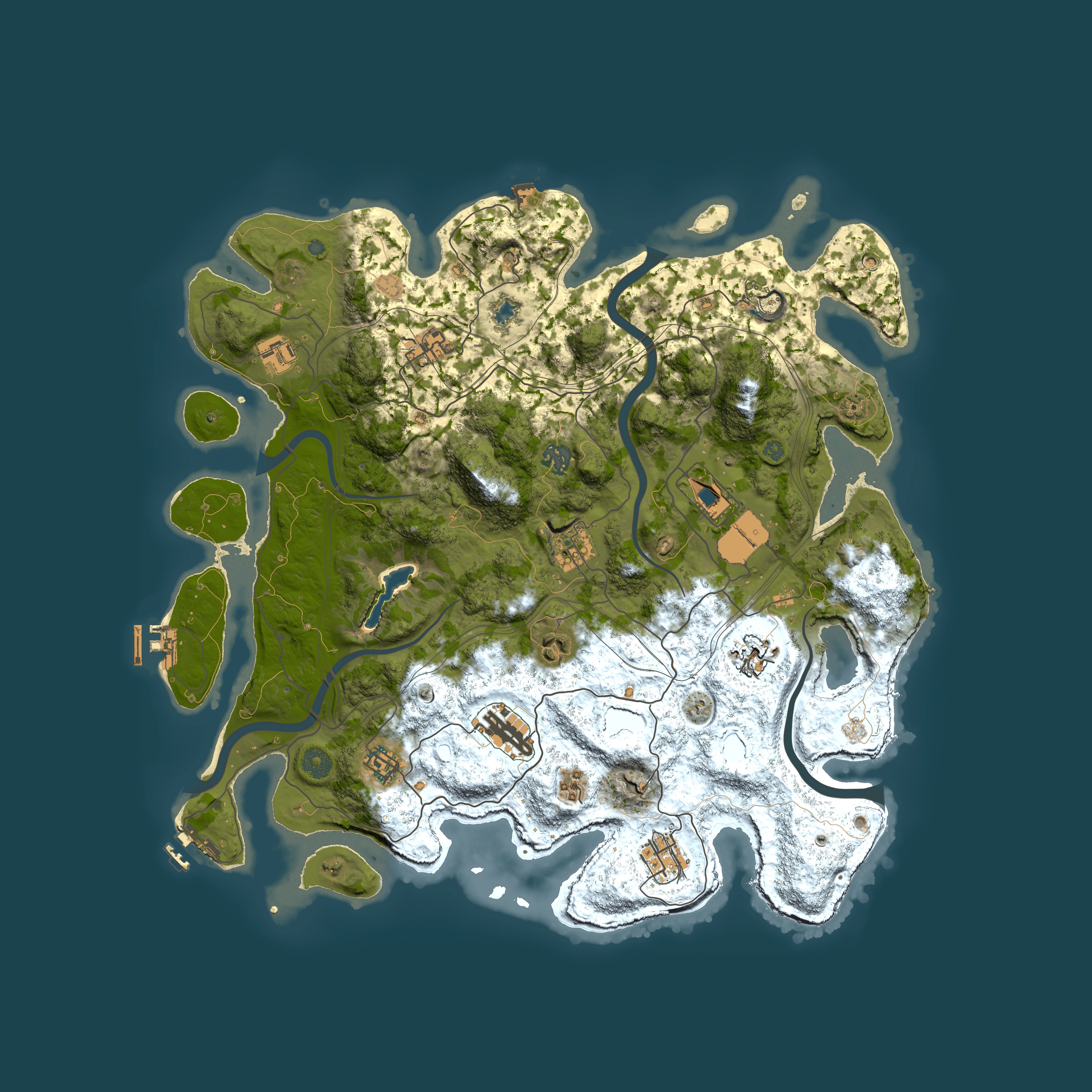 Full top-down render of Rust map seed 0, 4250x4250m