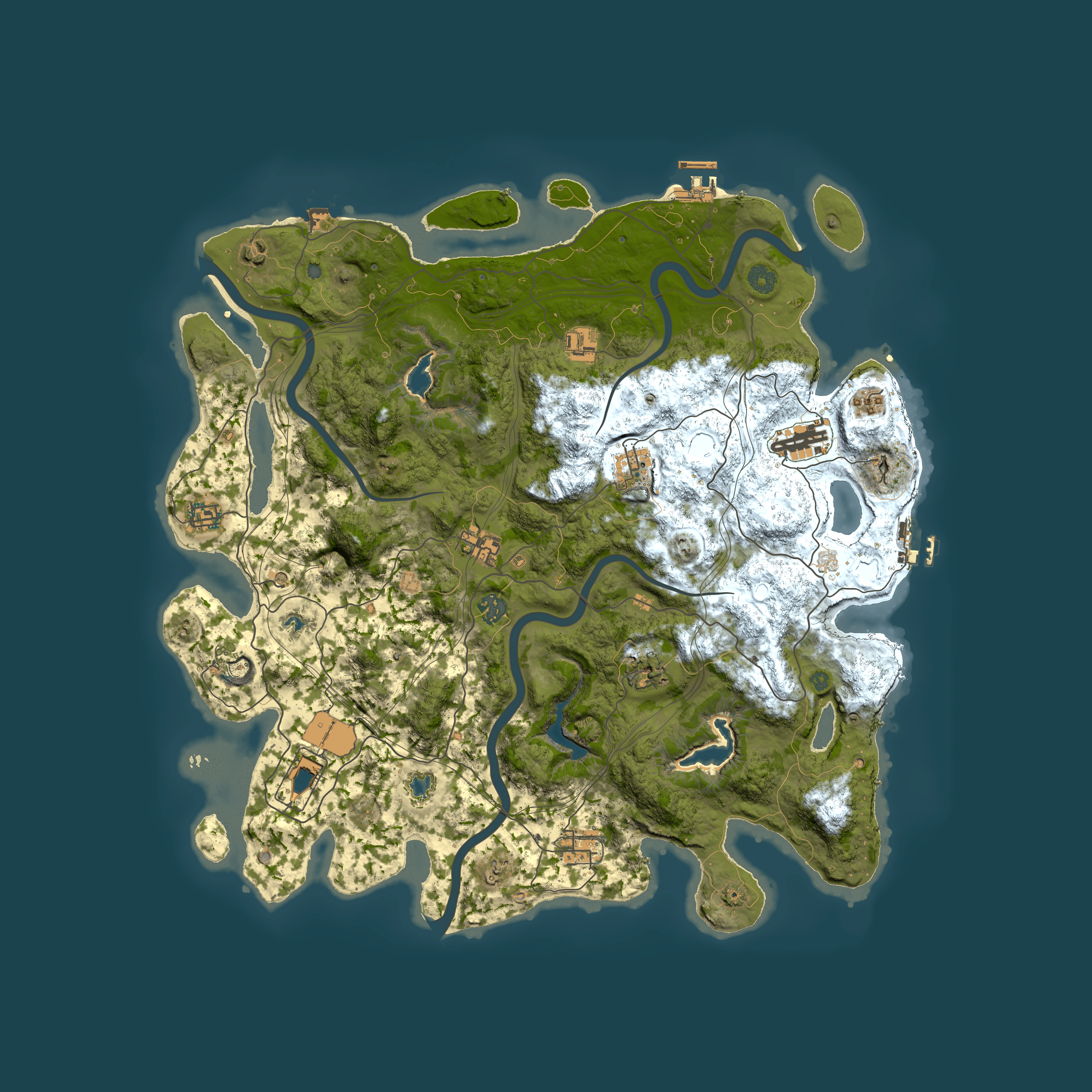 Full top-down render of Rust map seed 1991977946, 4500x4500m