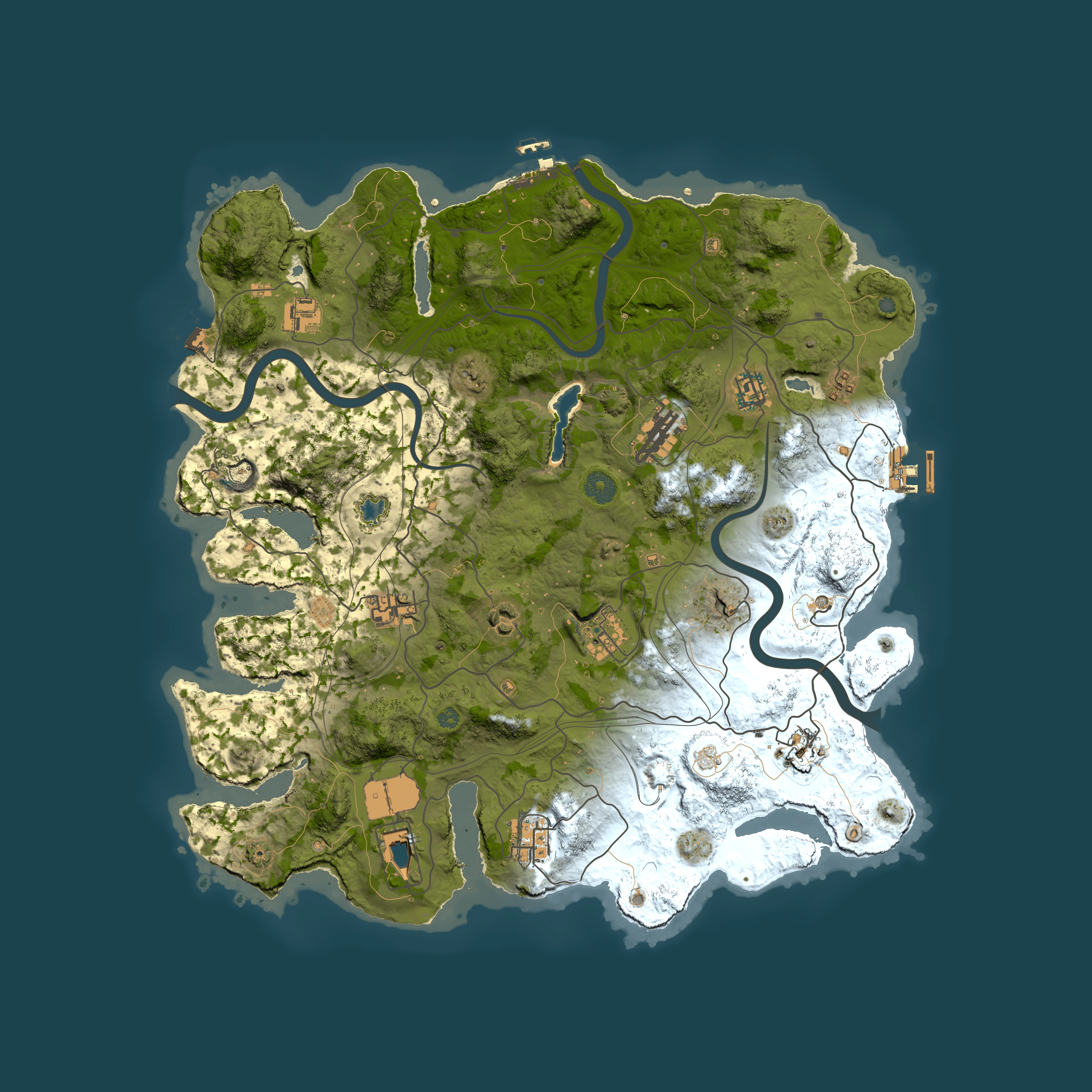 Full top-down render of Rust map seed 2132328800, 4000x4000m