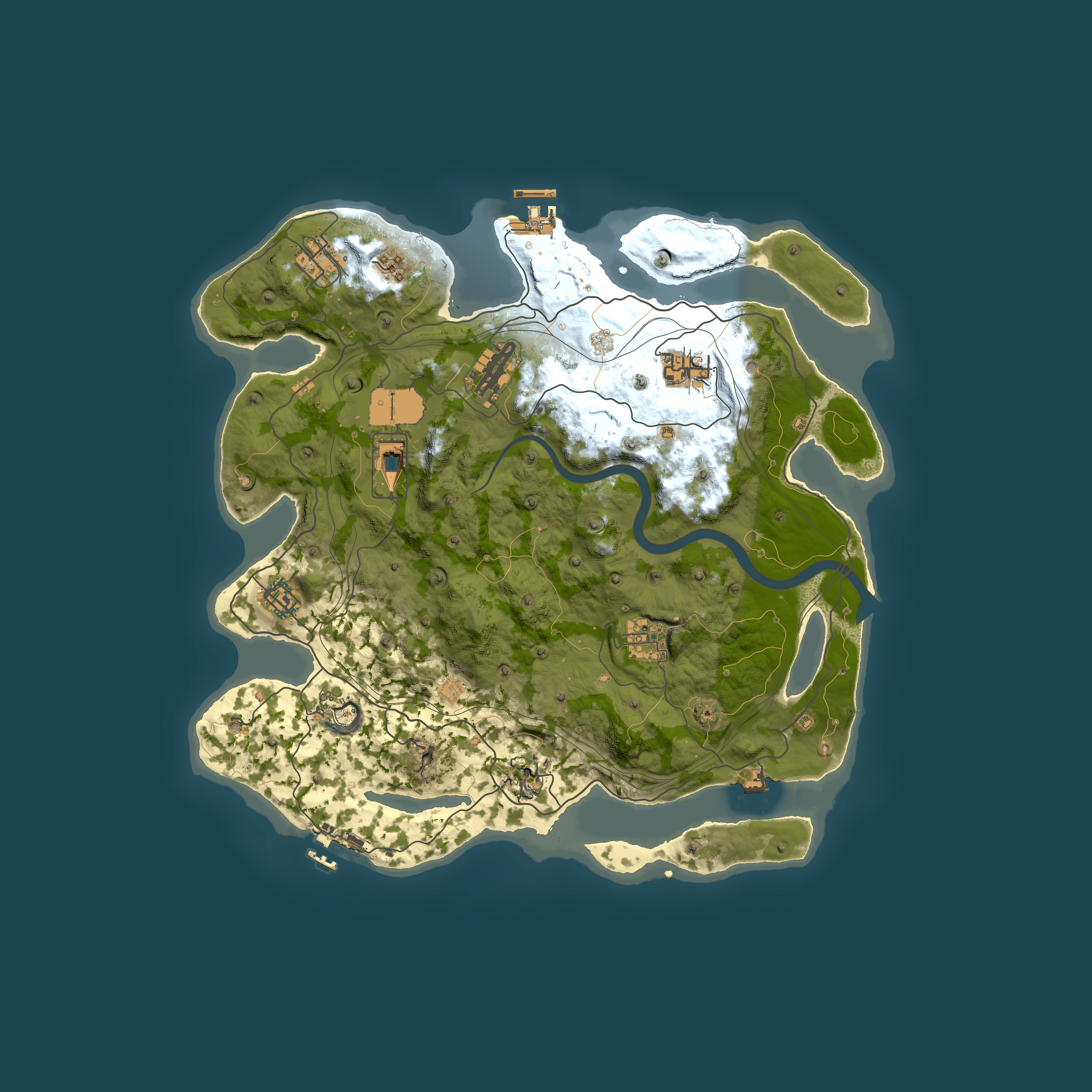 Full top-down render of Rust map seed 1337, 3750x3750m