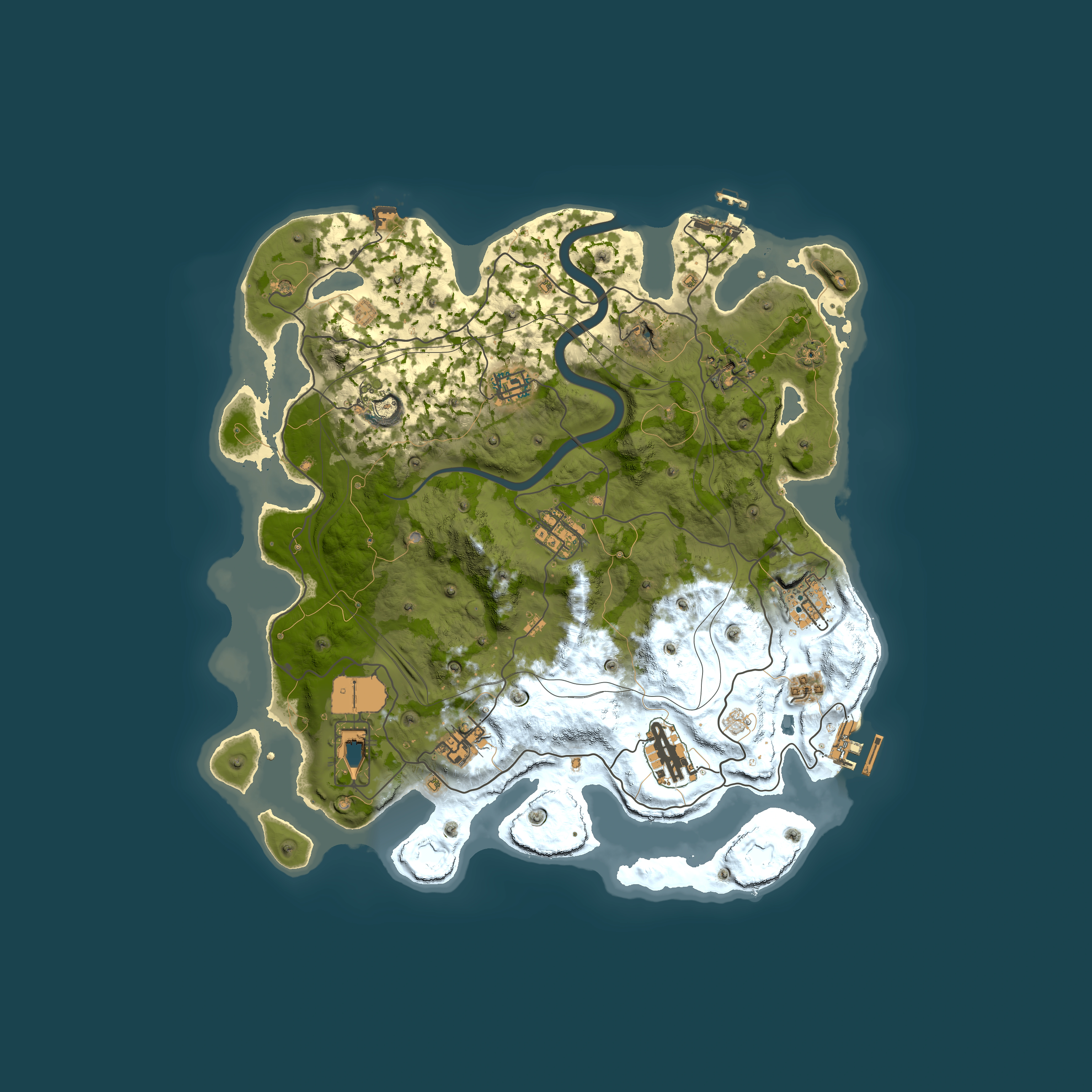 Full top-down render of Rust map seed 1337, 3750x3750m