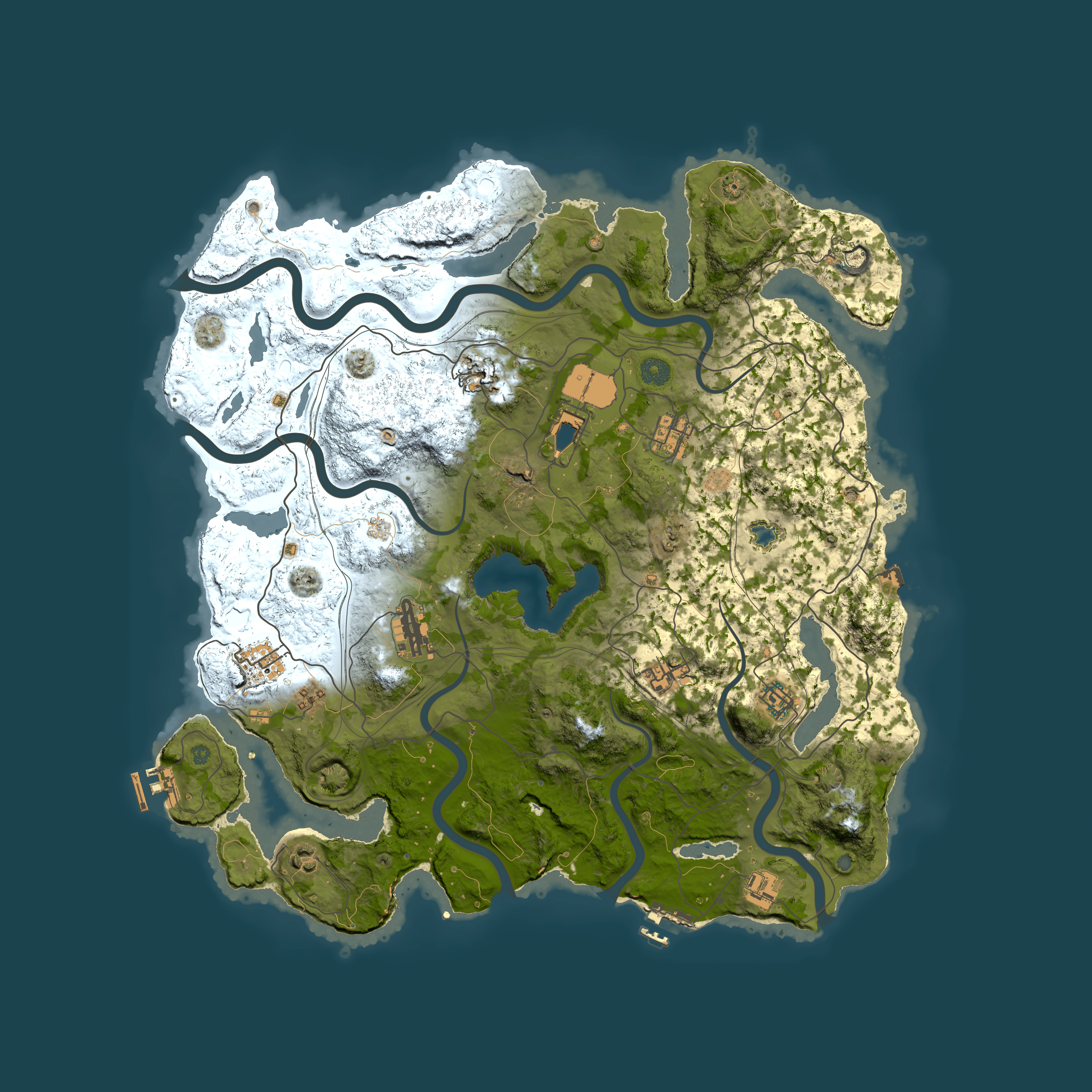 Full top-down render of Rust map seed 2577, 4400x4400m