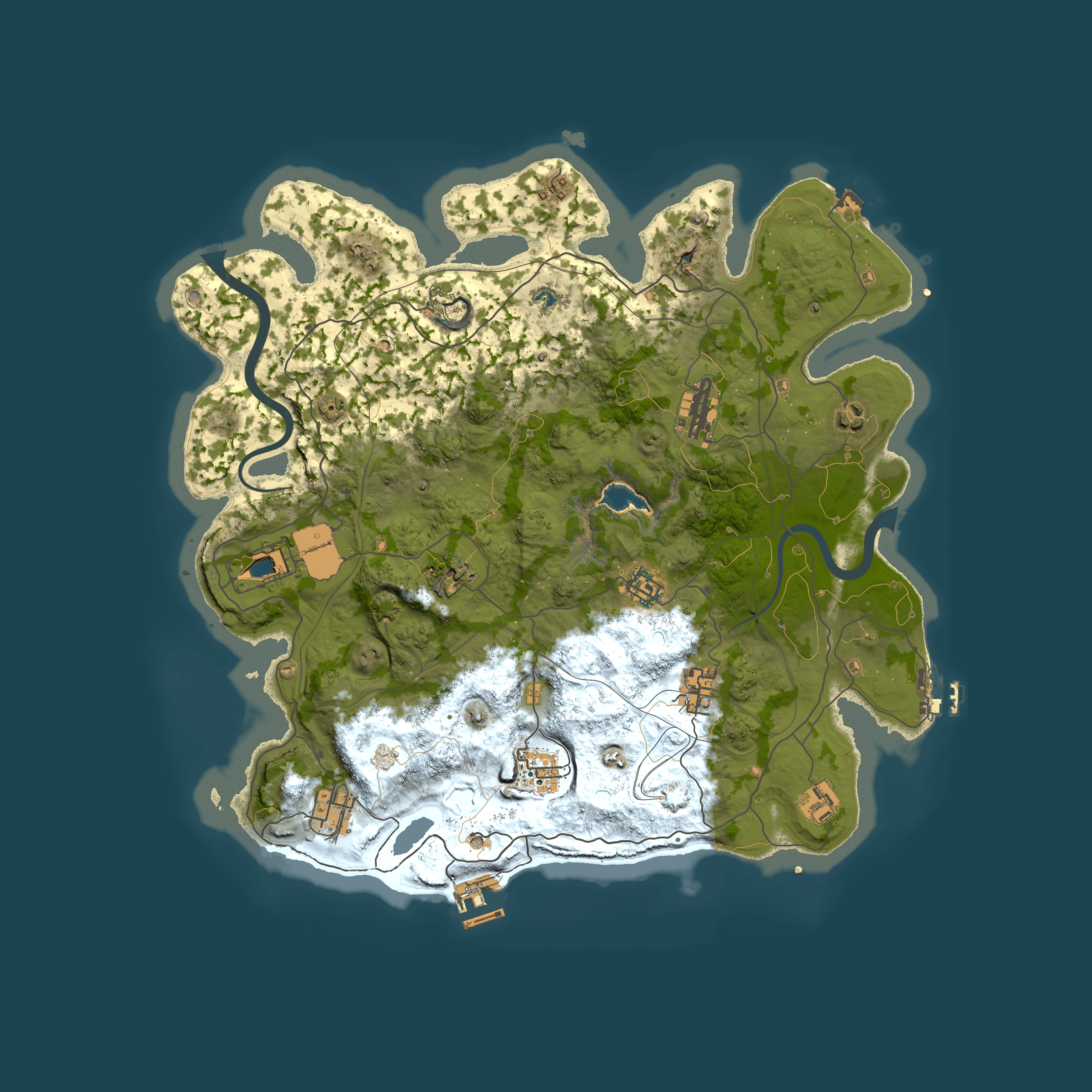 Full top-down render of Rust map seed 1337, 4000x4000m