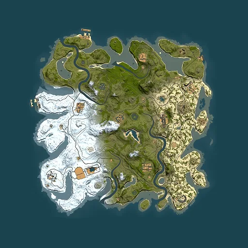 Rust map seed 1, 4200x4200m top-down preview