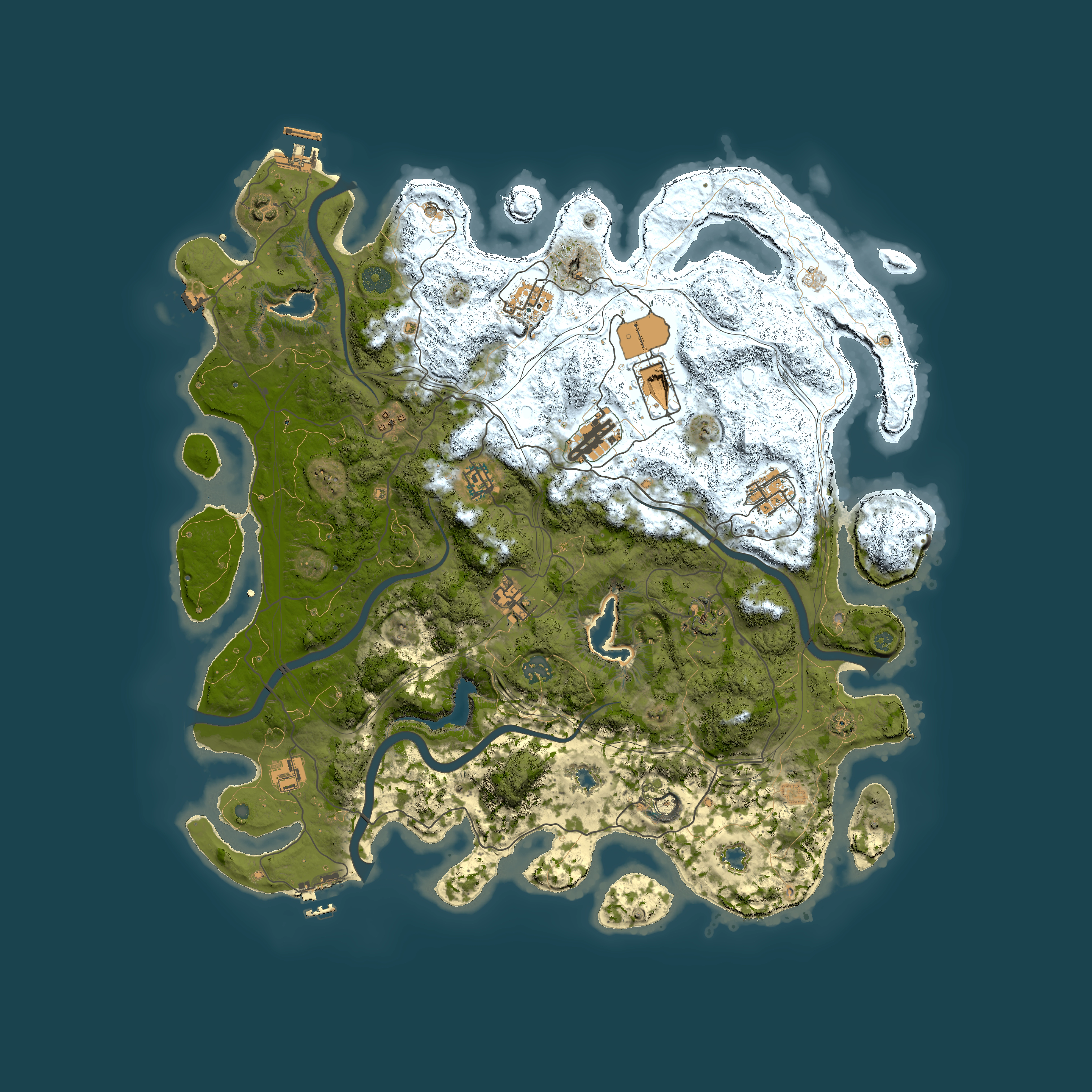 Full top-down render of Rust map seed 1325586999, 4500x4500m