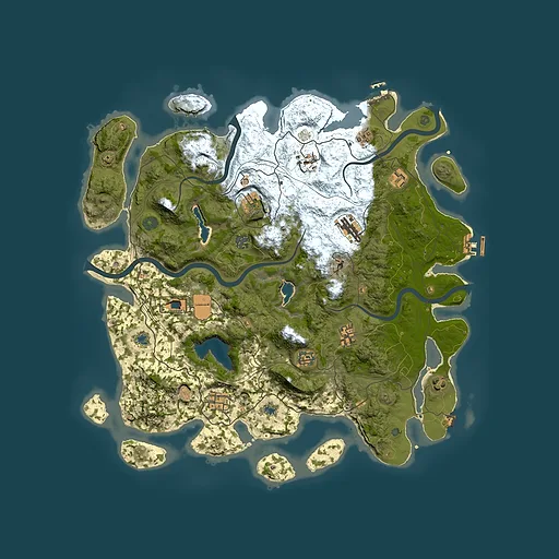 Rust map seed 0, 4500x4500m top-down preview