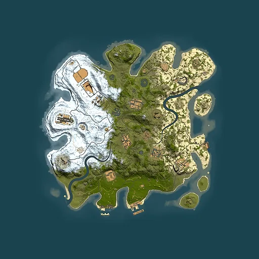 Rust map seed 0, 3650x3650m top-down preview