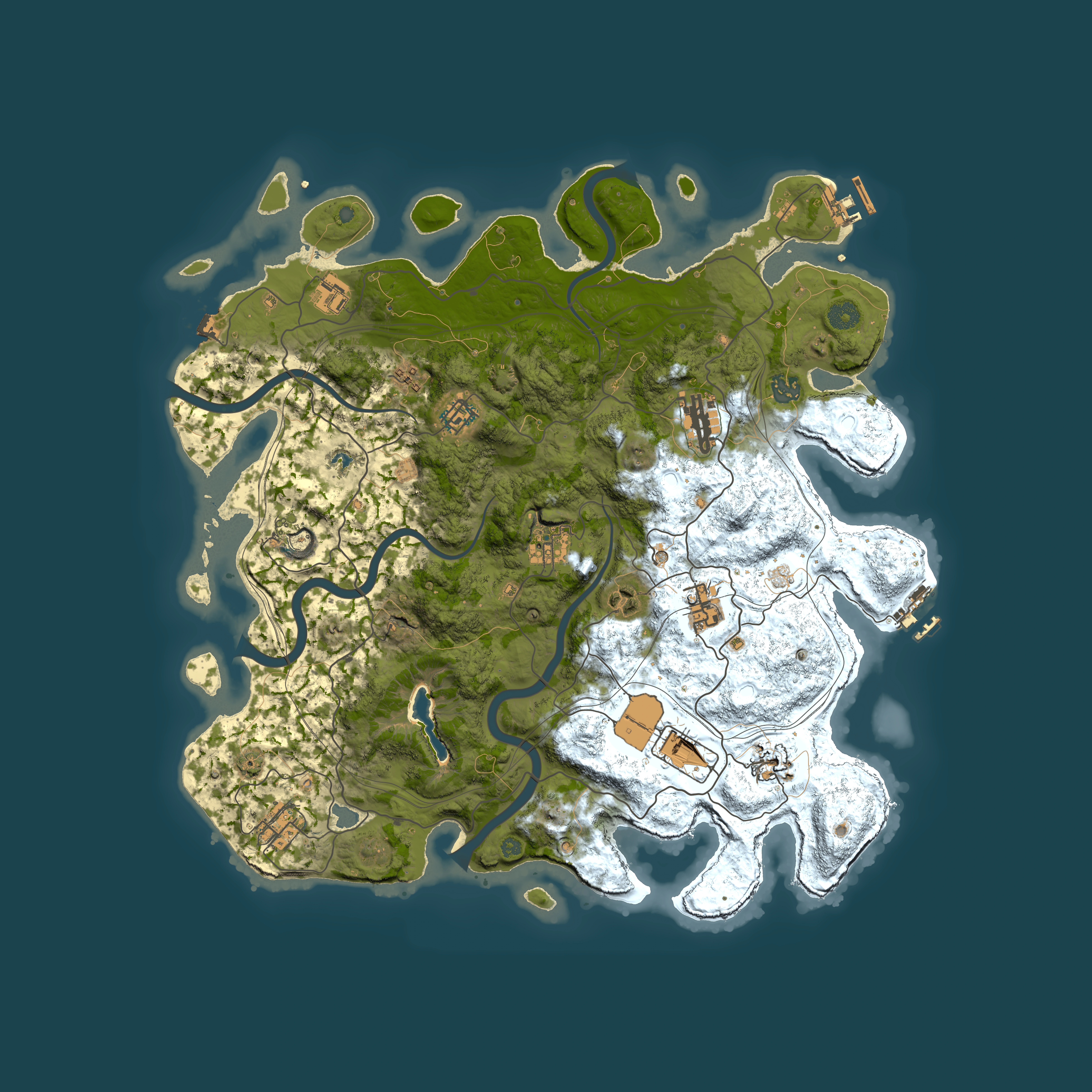 Full top-down render of Rust map seed 0, 4250x4250m