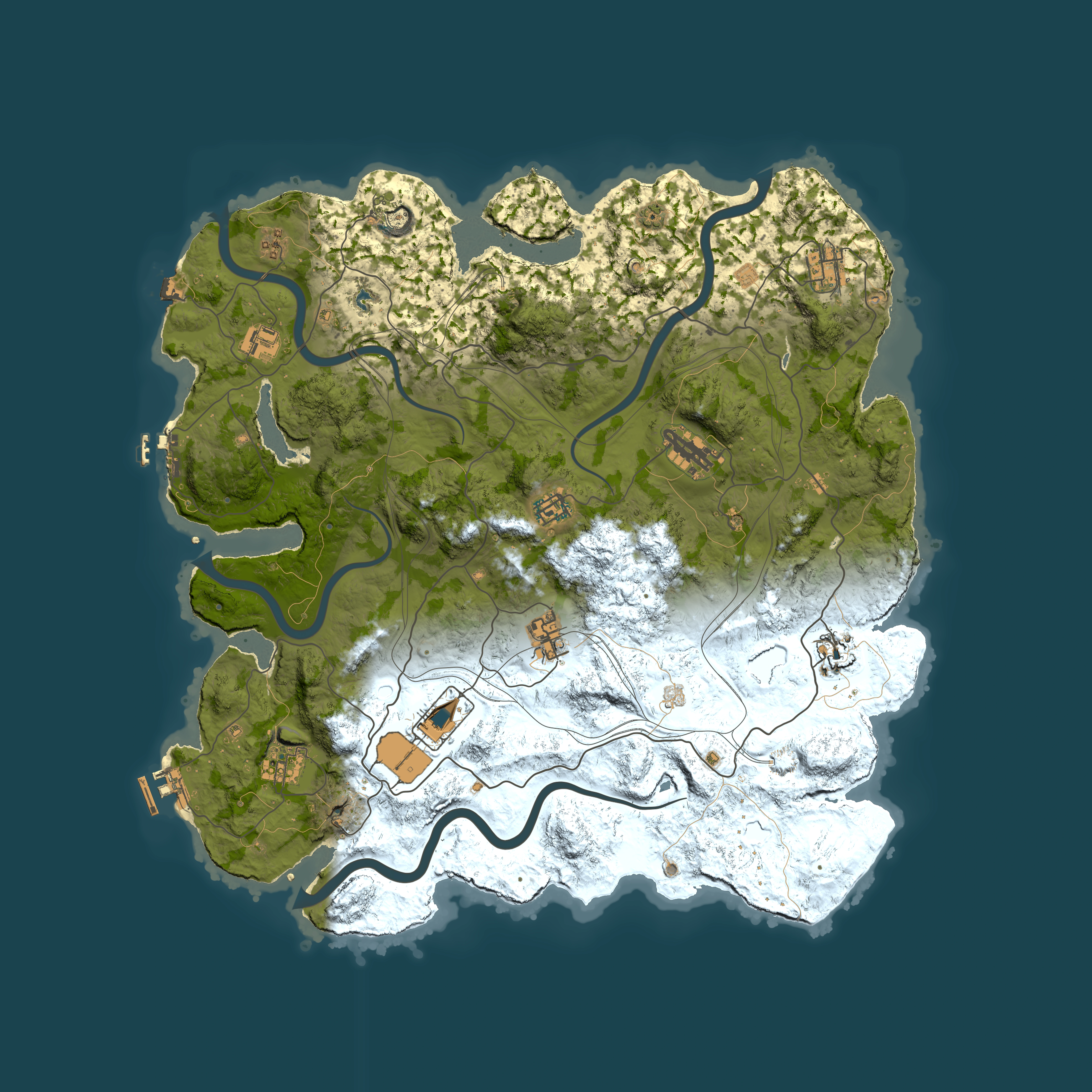 Full top-down render of Rust map seed 4590, 4250x4250m