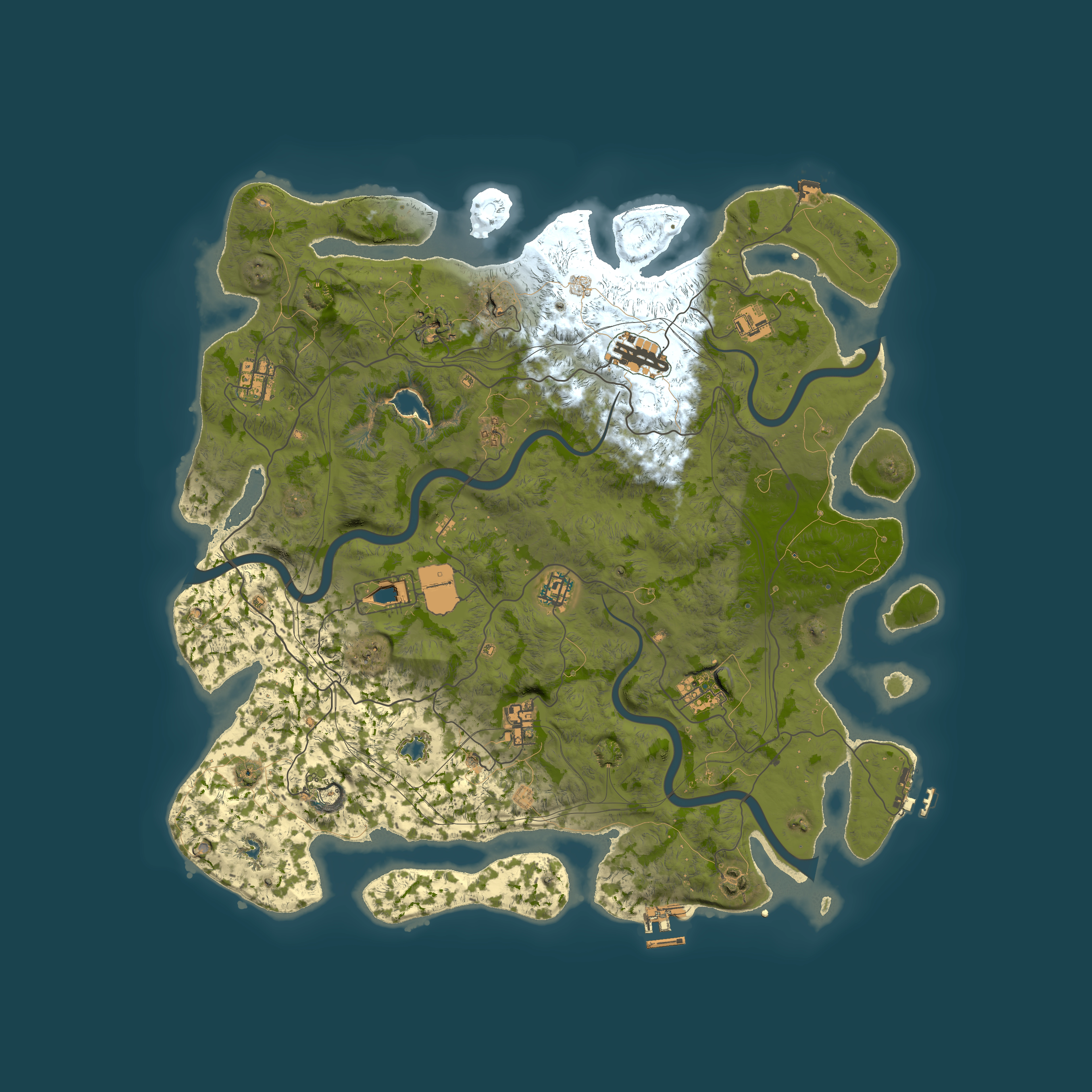 Full top-down render of Rust map seed 1337, 4500x4500m