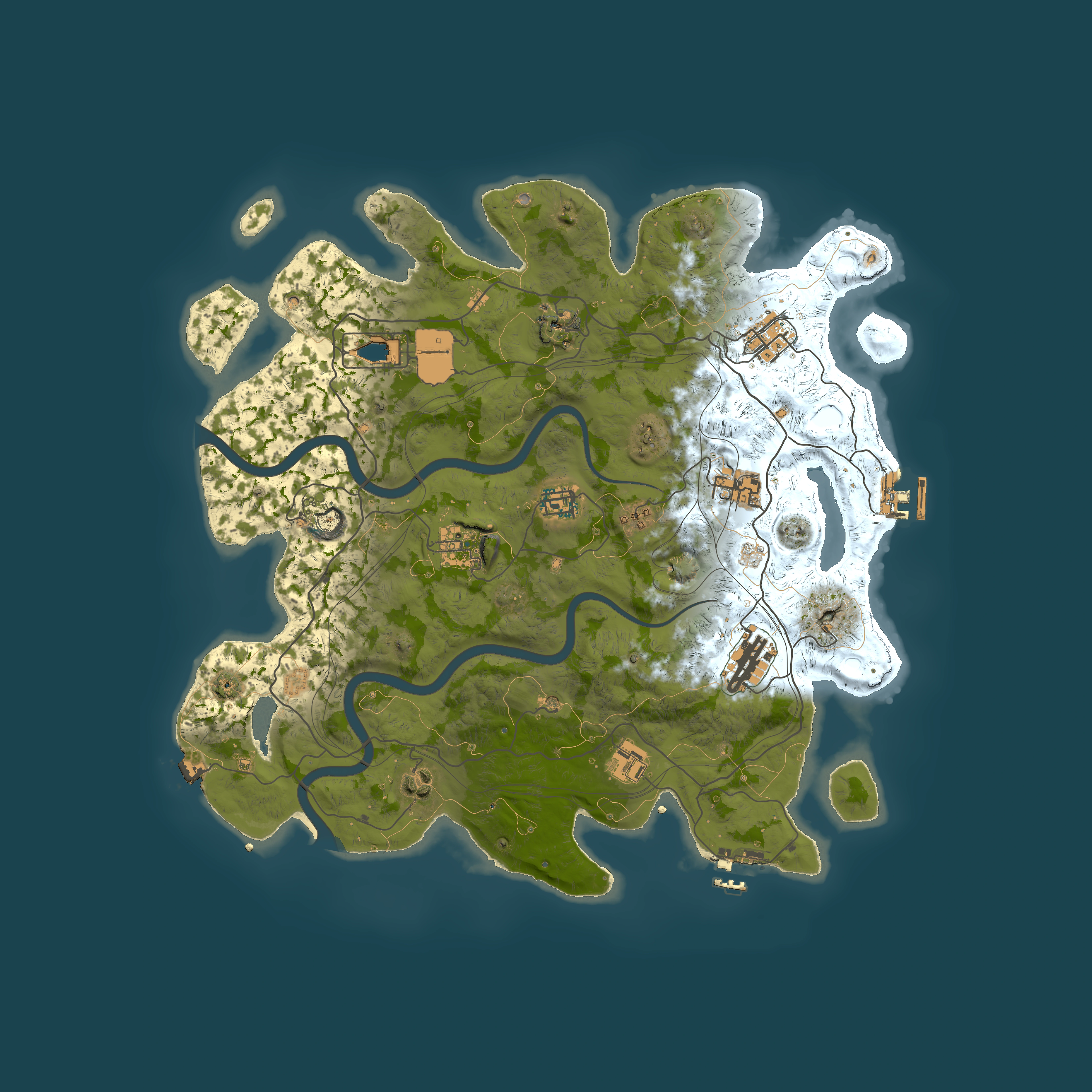 Full top-down render of Rust map seed 1337, 4000x4000m